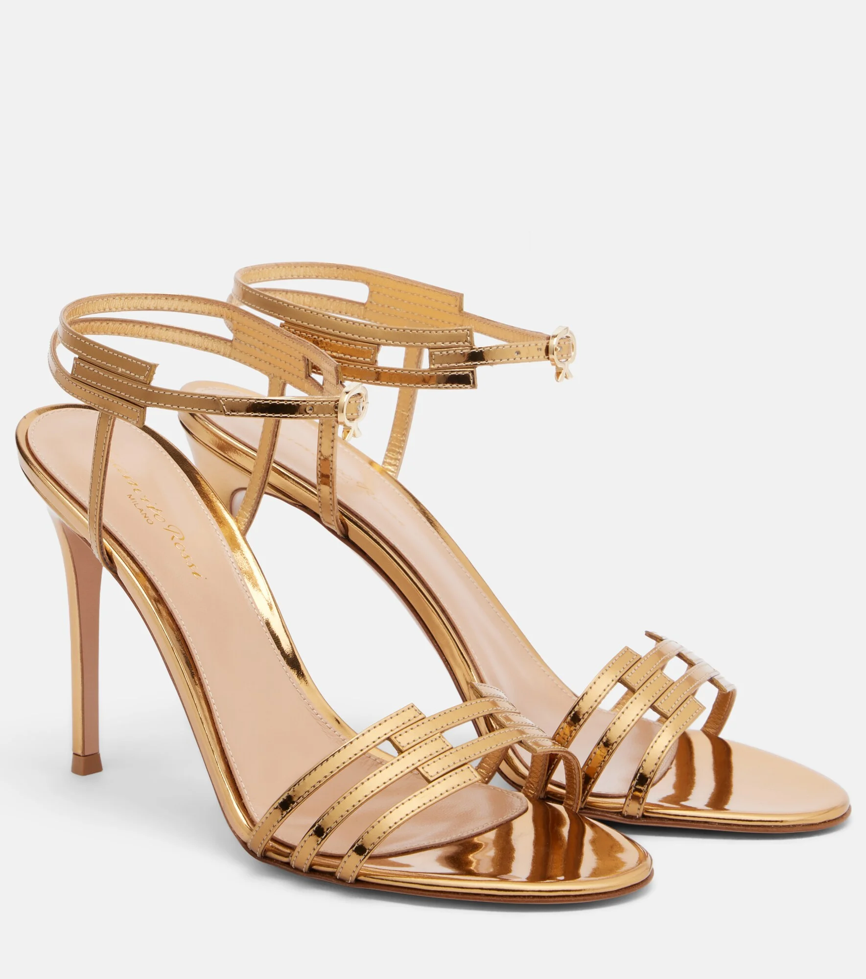 Metallic leather slingback sandals - 1