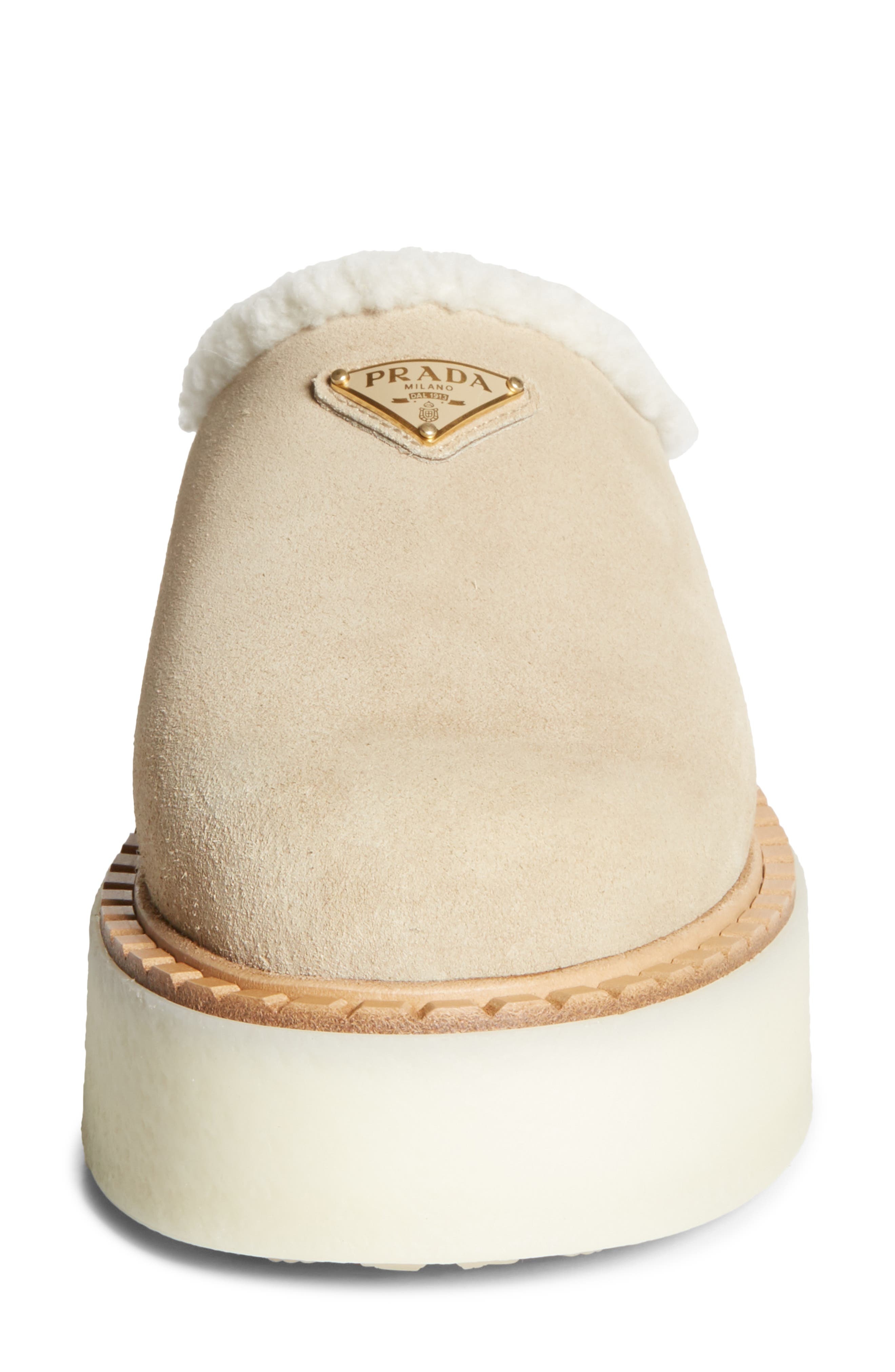Prada Evolve Genuine Shearling Clog in Ecru at Nordstrom - 4
