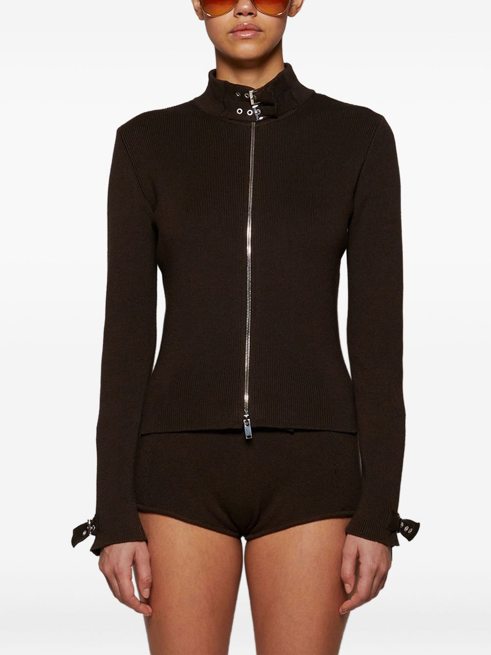 zip-front ribbed top - 3