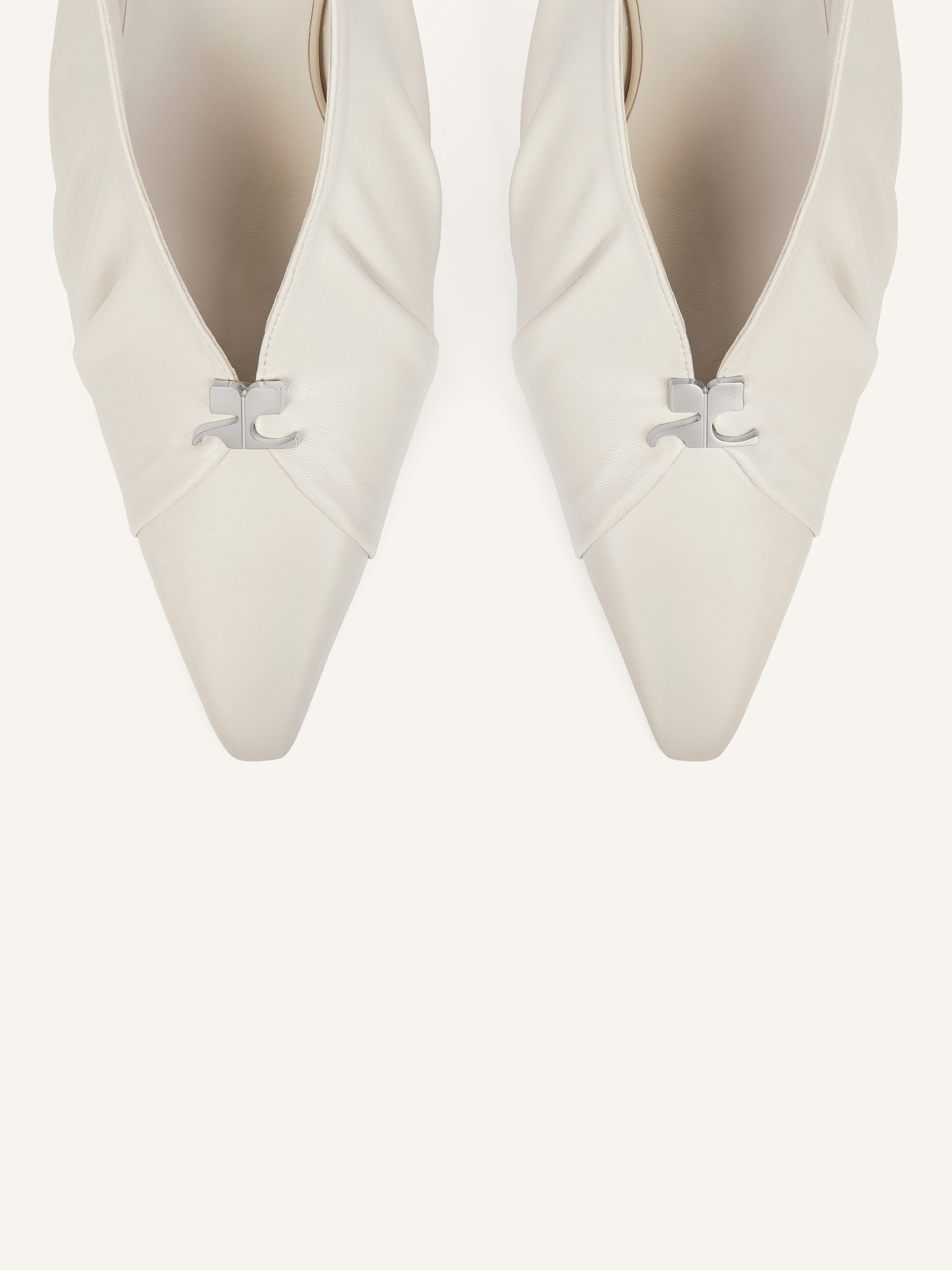 DRAPED STRETCH LEATHER EFFECT SLINGBACKS - 4