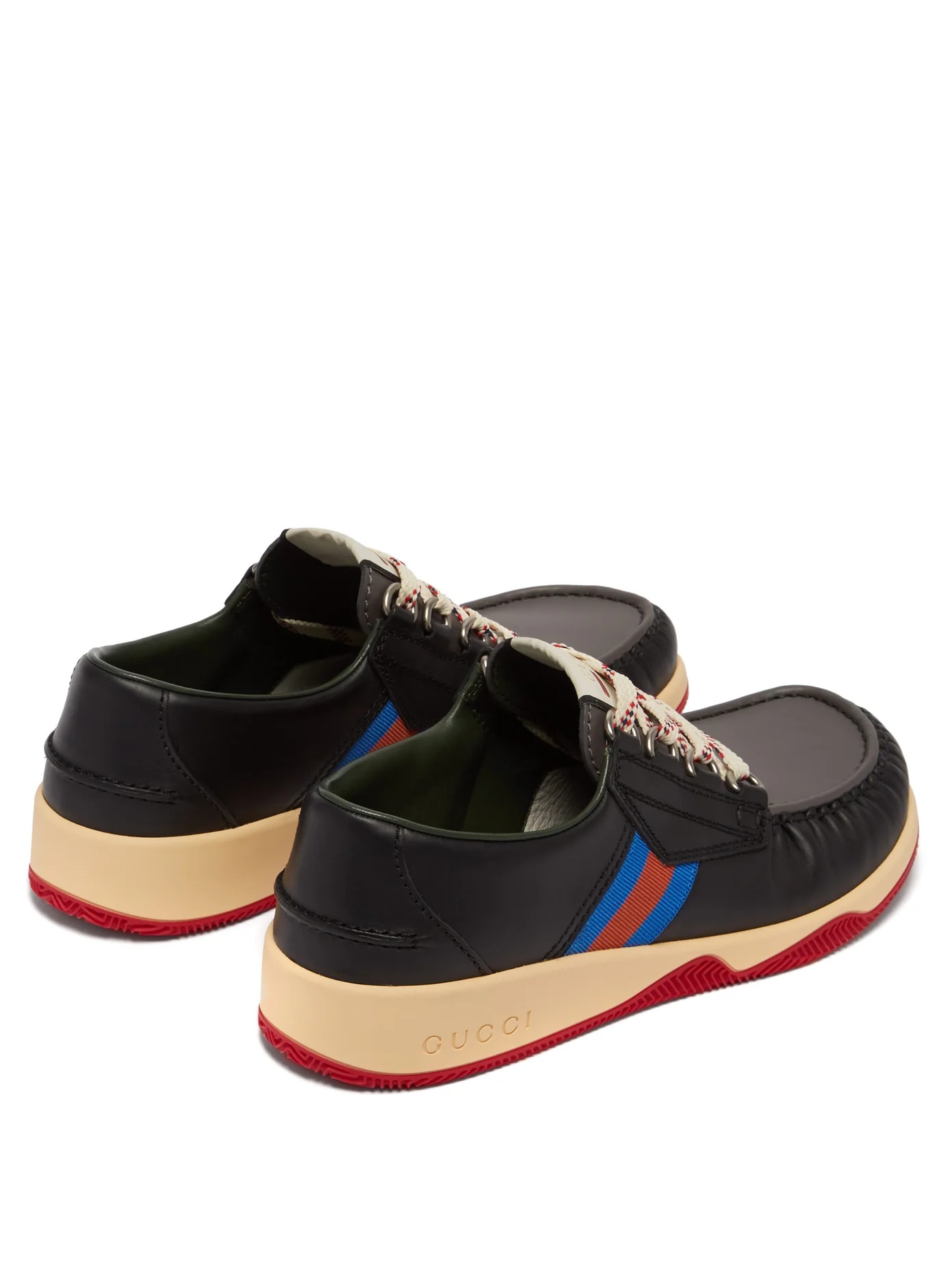 Agrado Web-striped leather deck shoes - 5