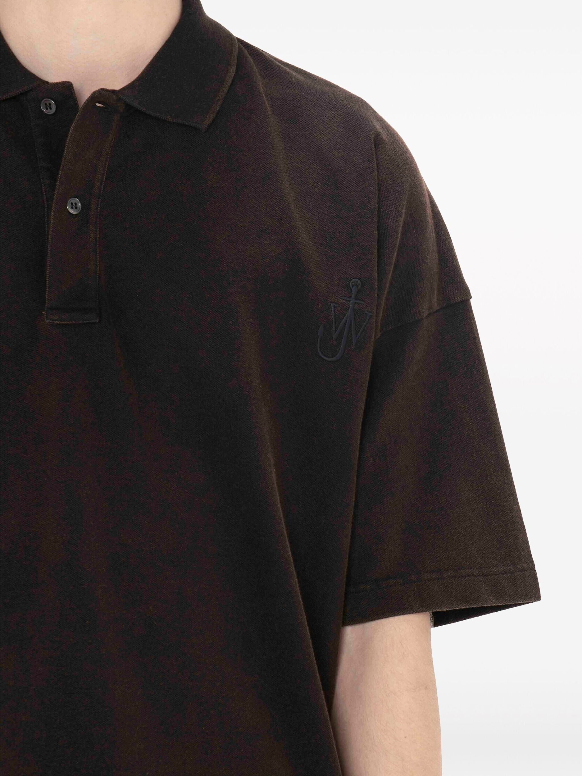 JW Anderson Brown Logo-Embroidered Polo Shirt
