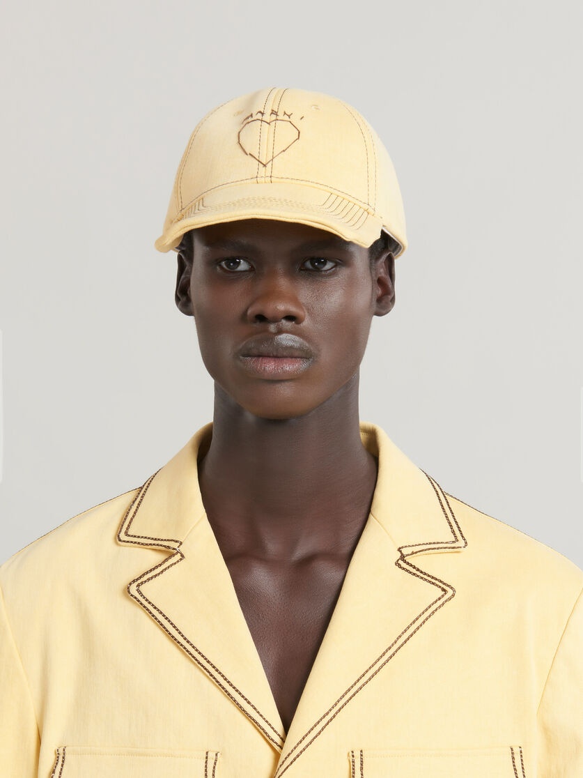 YELLOW ORGANIC DENIM BASEBALL CAP WITH MARNI MENDING - 2