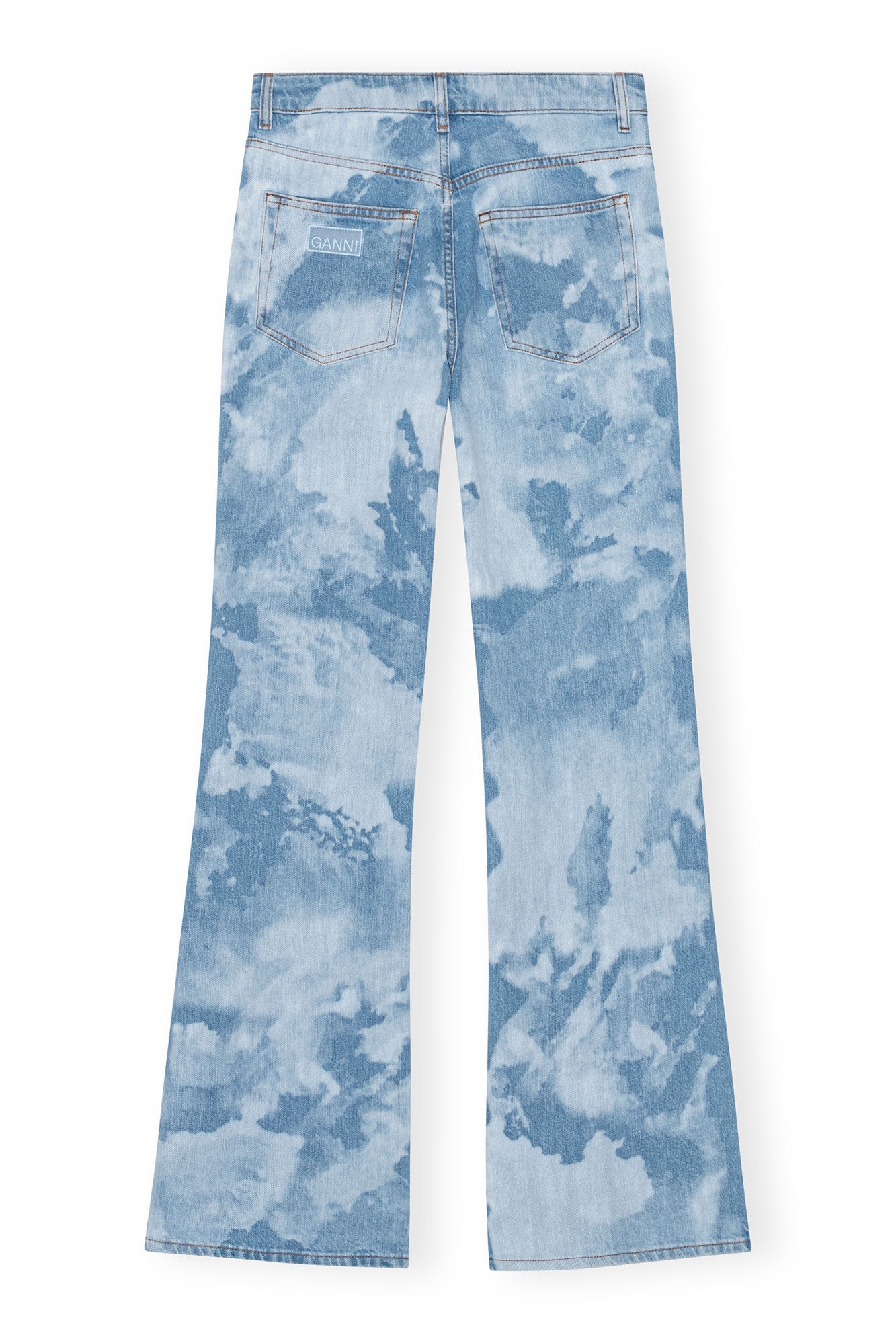 BLUE BLEACH DENIM FLARED JEANS - 2