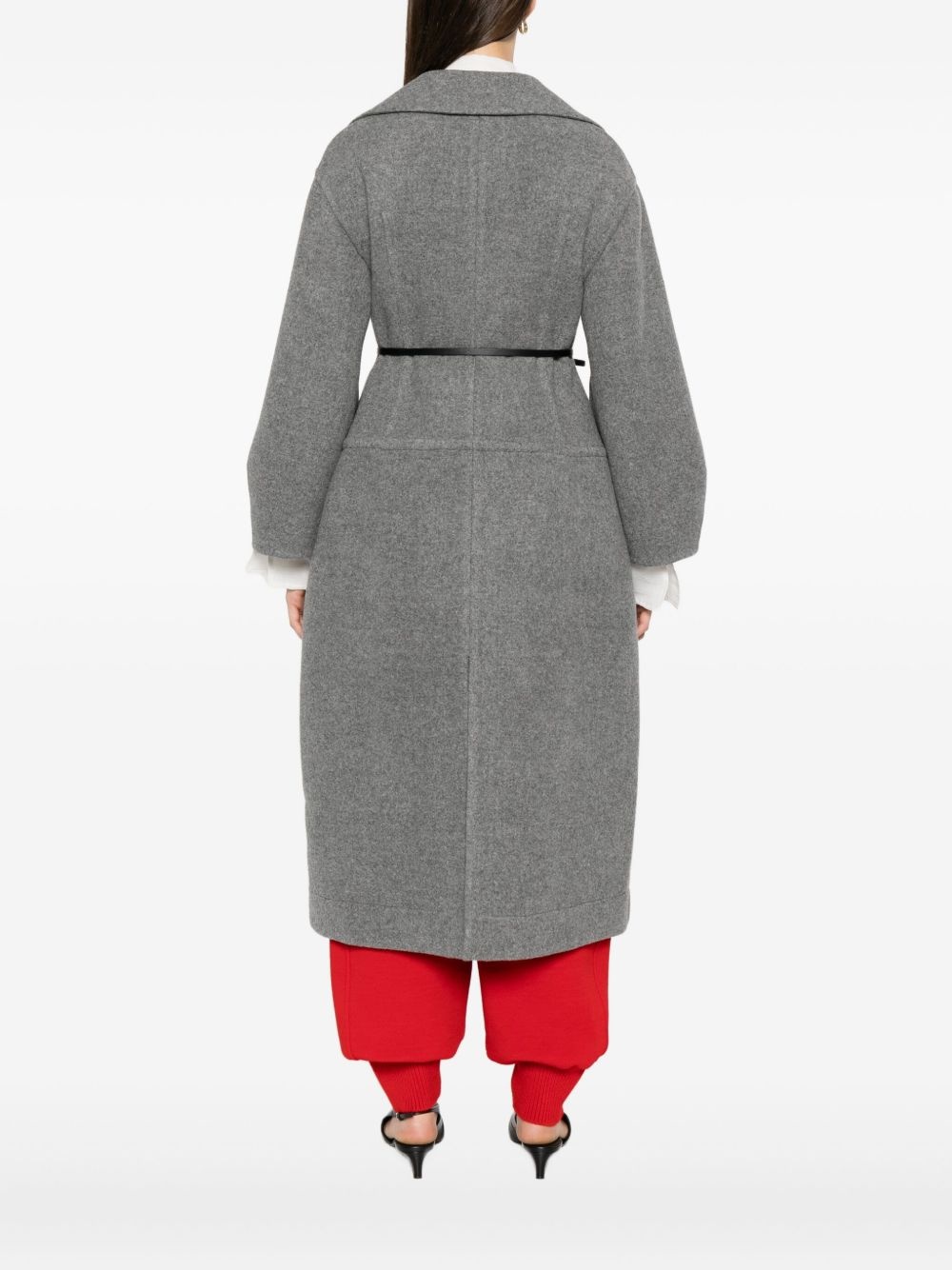 belted wool-cotton coat - 4