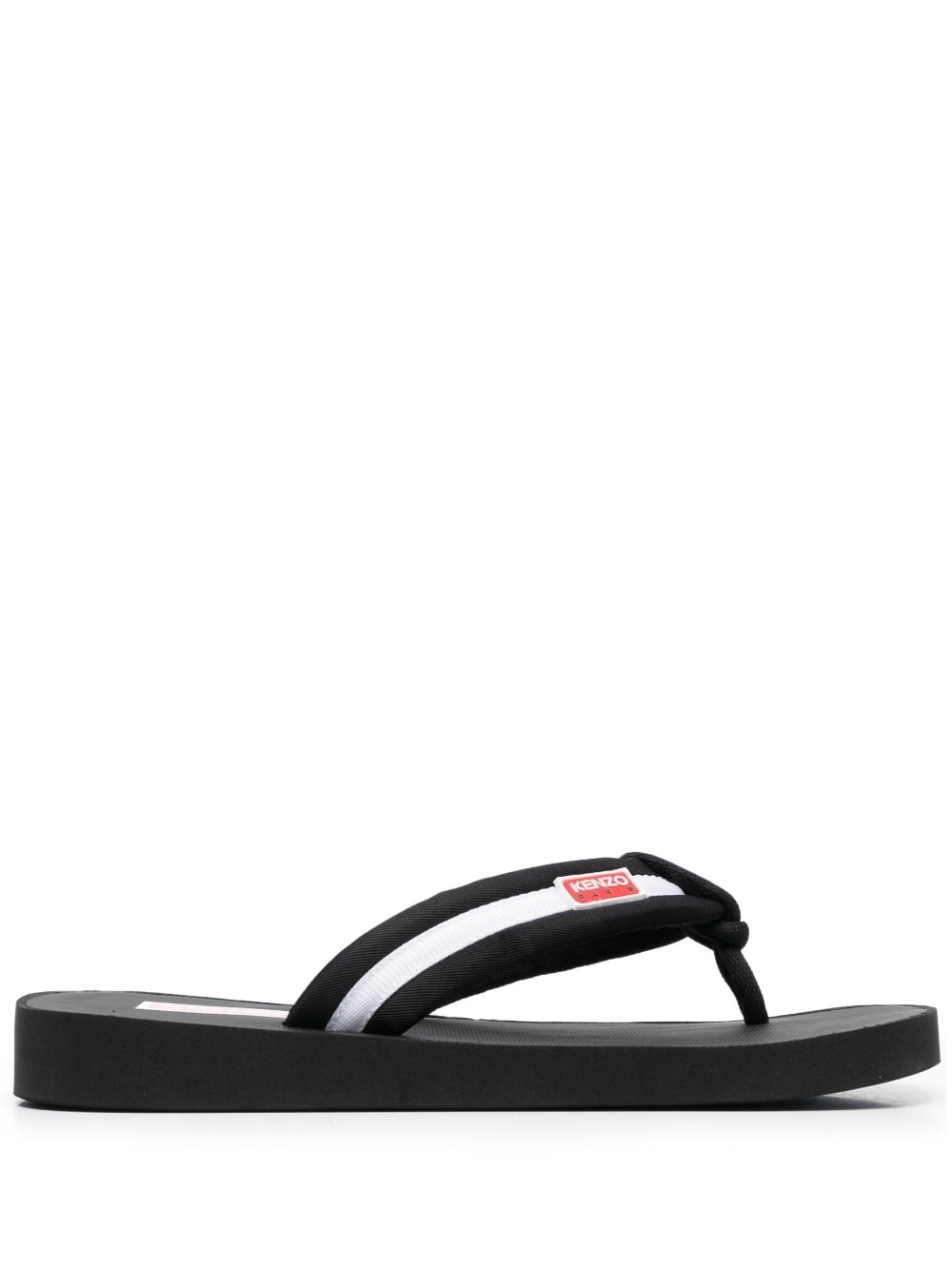 logo-patch striped flip flops - 1