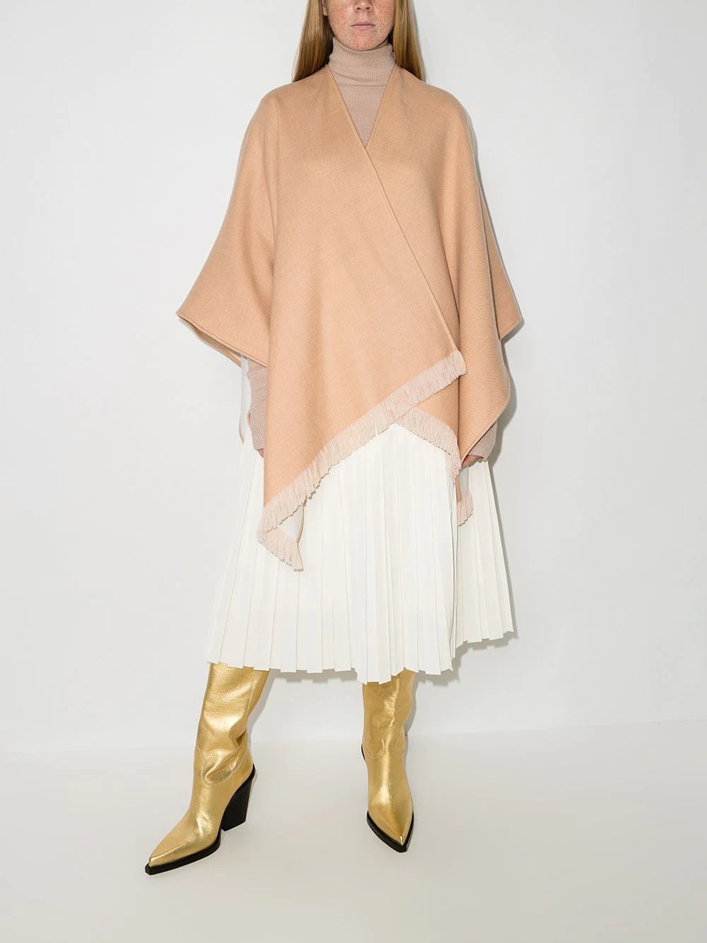 fringed logo poncho - 2