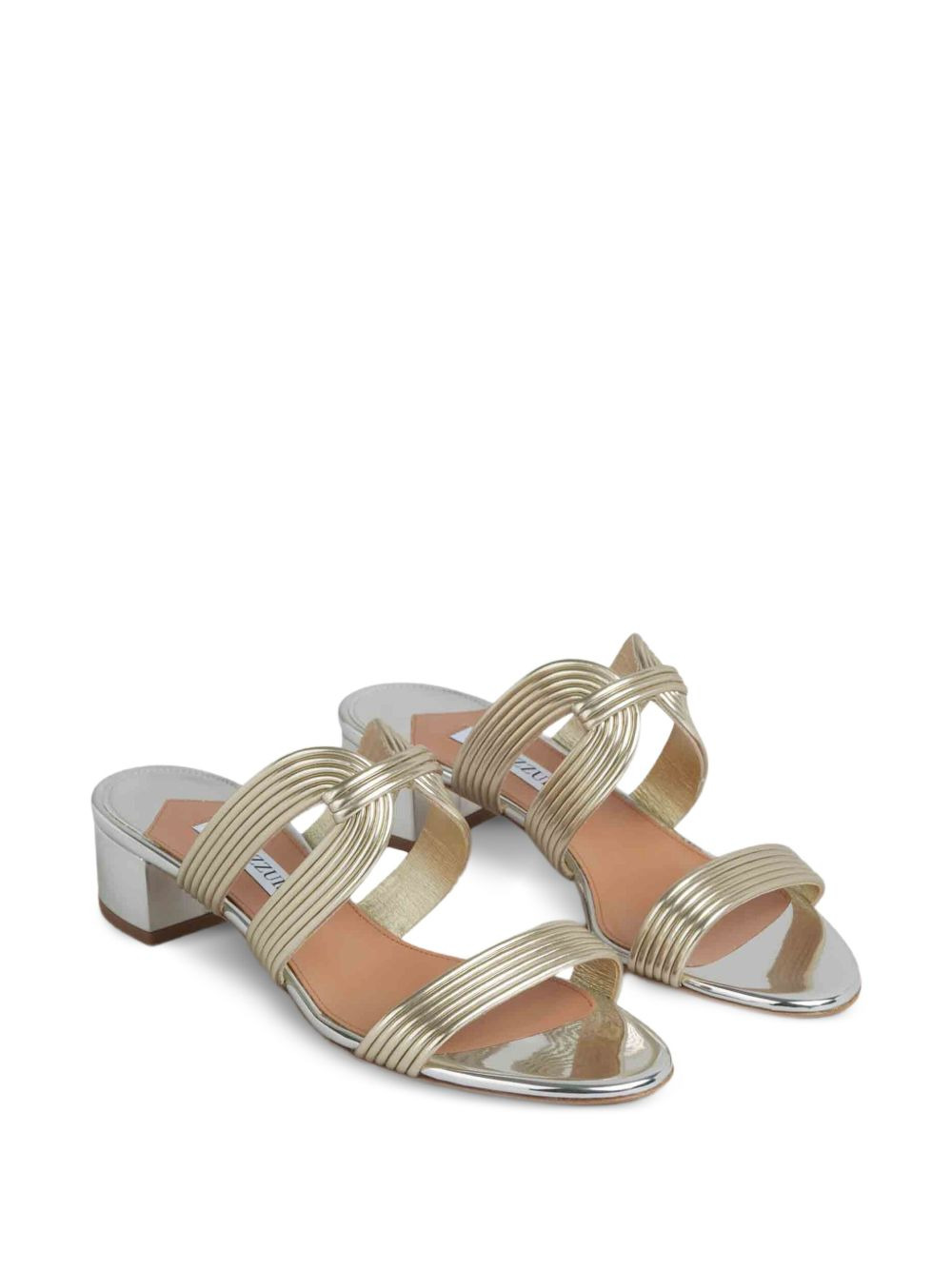 ribbed-strap metallic sandals - 2