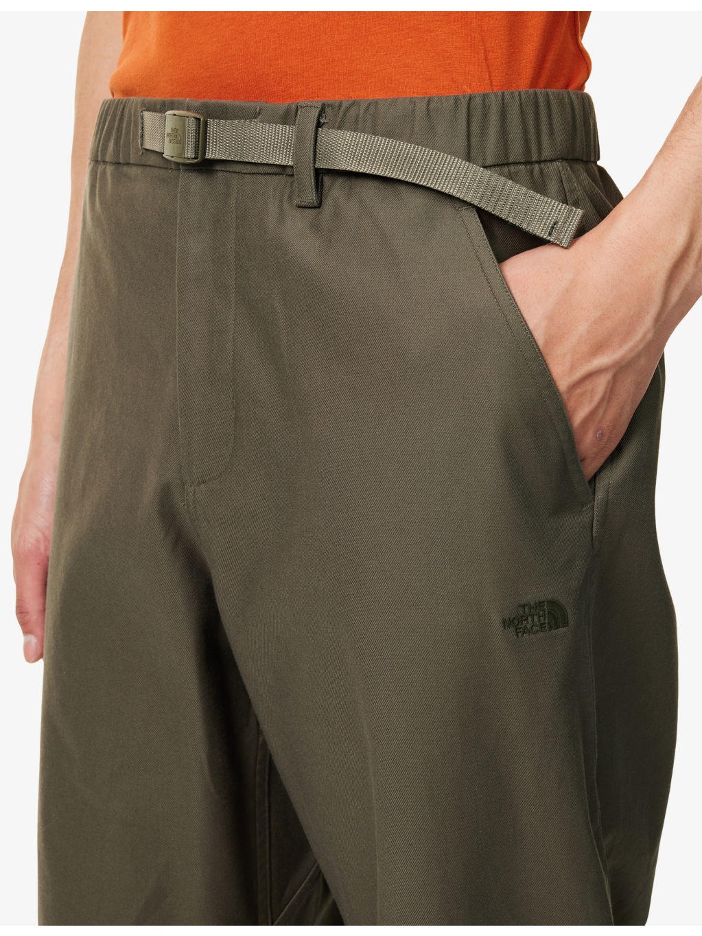 Belted Tapered-Leg Cotton Trousers - 5