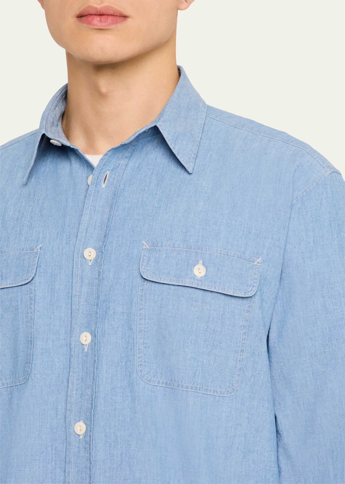 Men's Washed Chambray Sport Shirt - 5