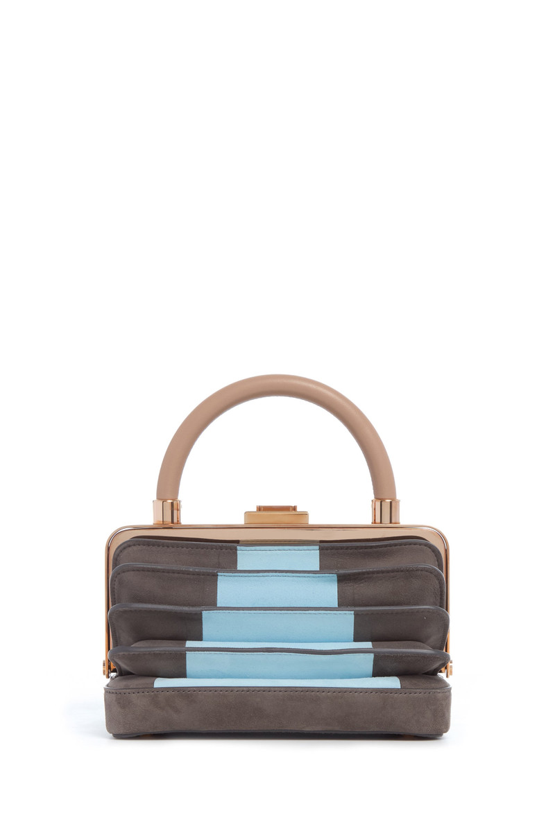 GABRIELA HEARST Diana Bag in Grey & Light Blue Suede with Nude Nappa Leather Handle outlook
