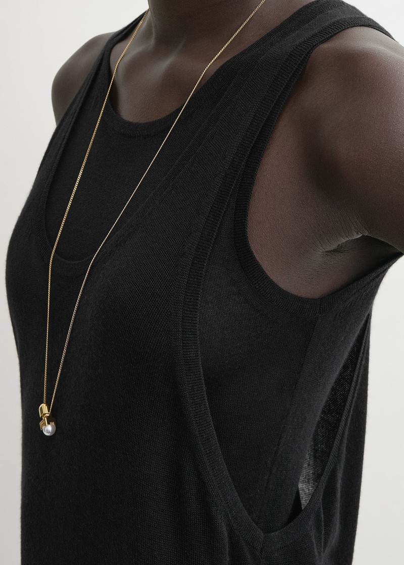 Layered knit tank dress black 6