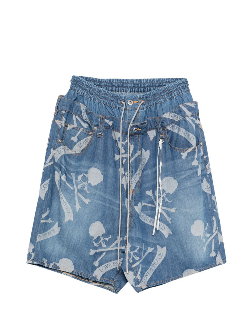 patterned denim shorts 1