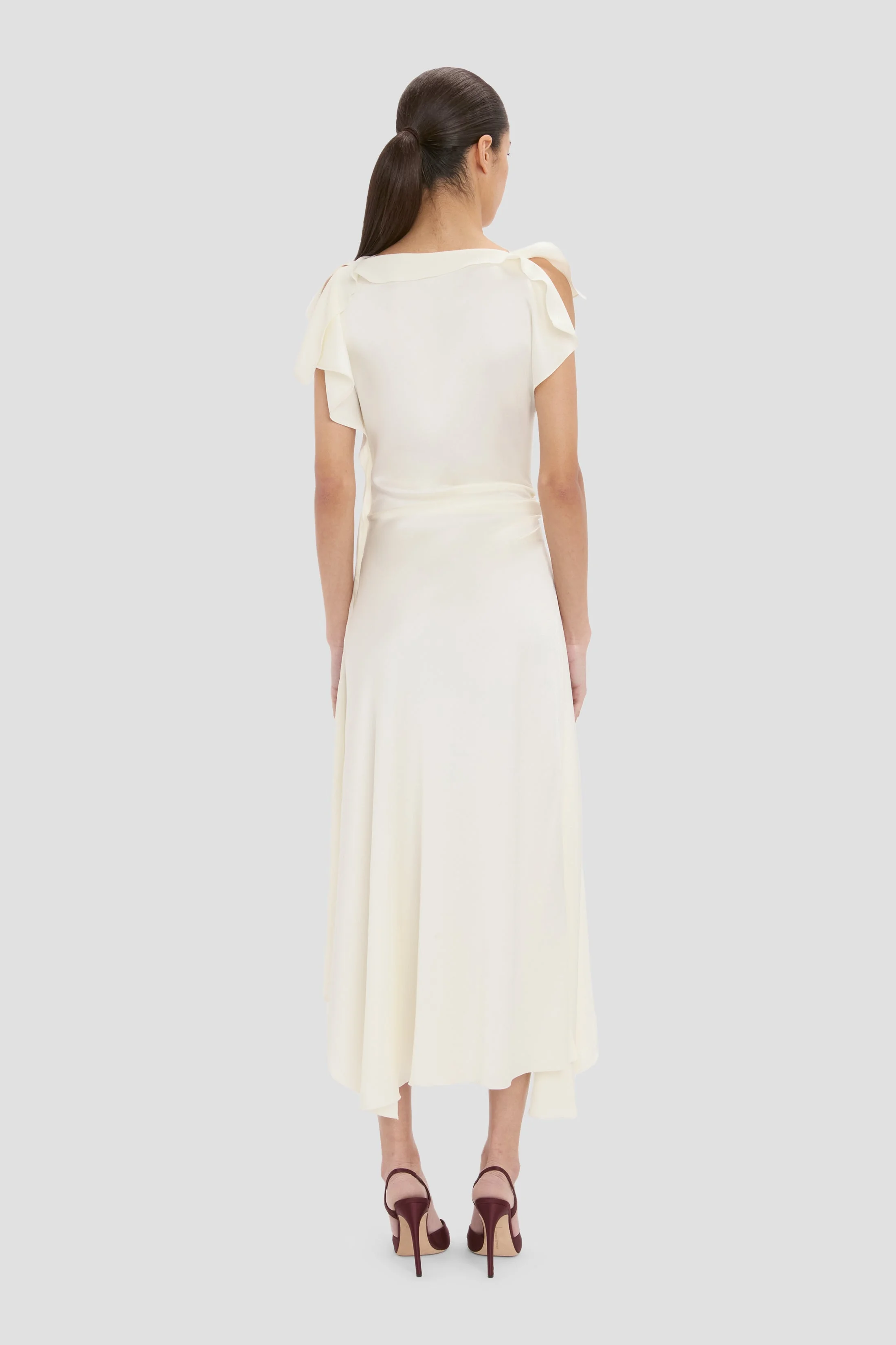 Drape Midi Dress In Ivory - 1