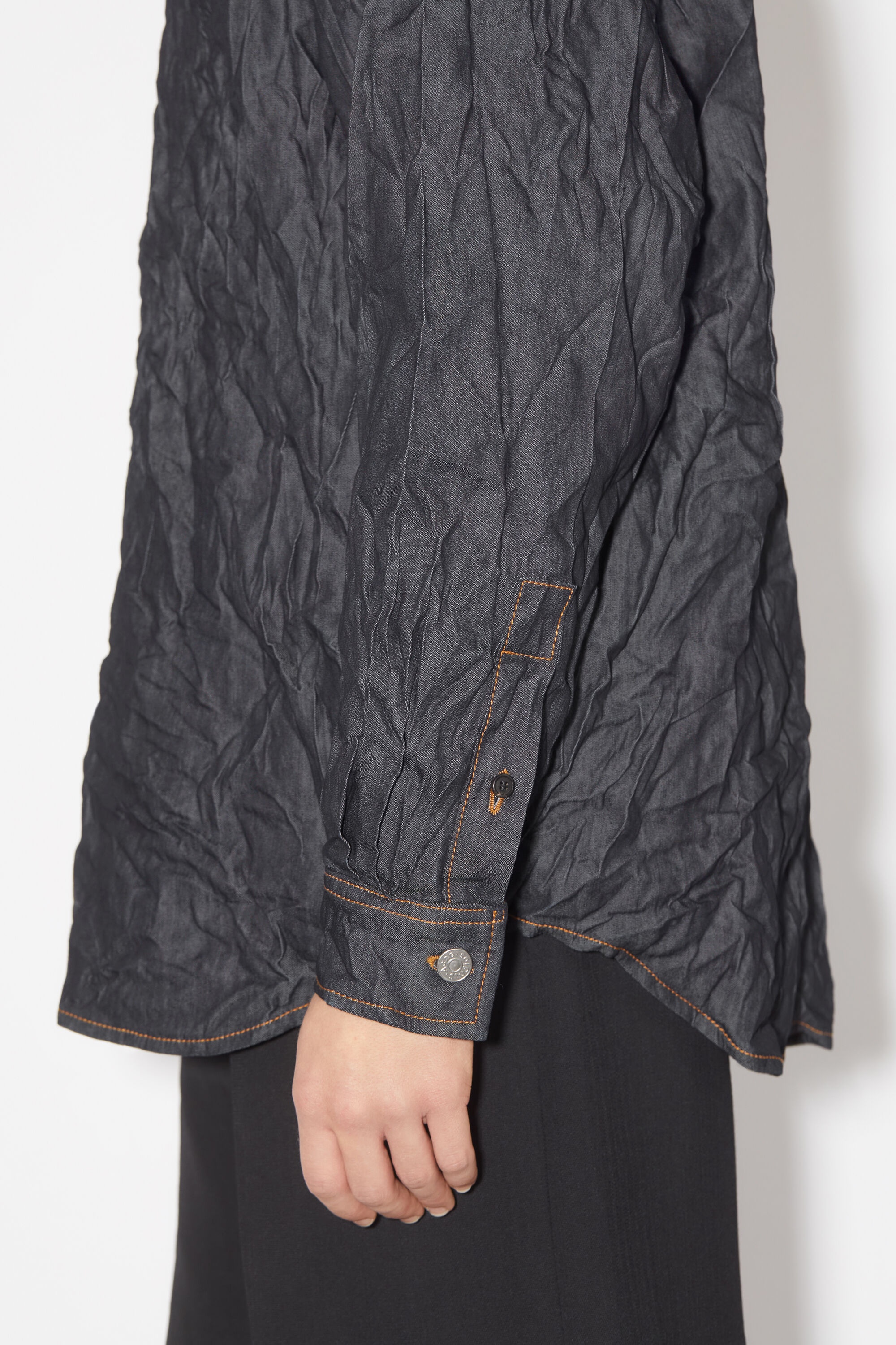 Crinkled padded denim jacket - Indigo blue - 5