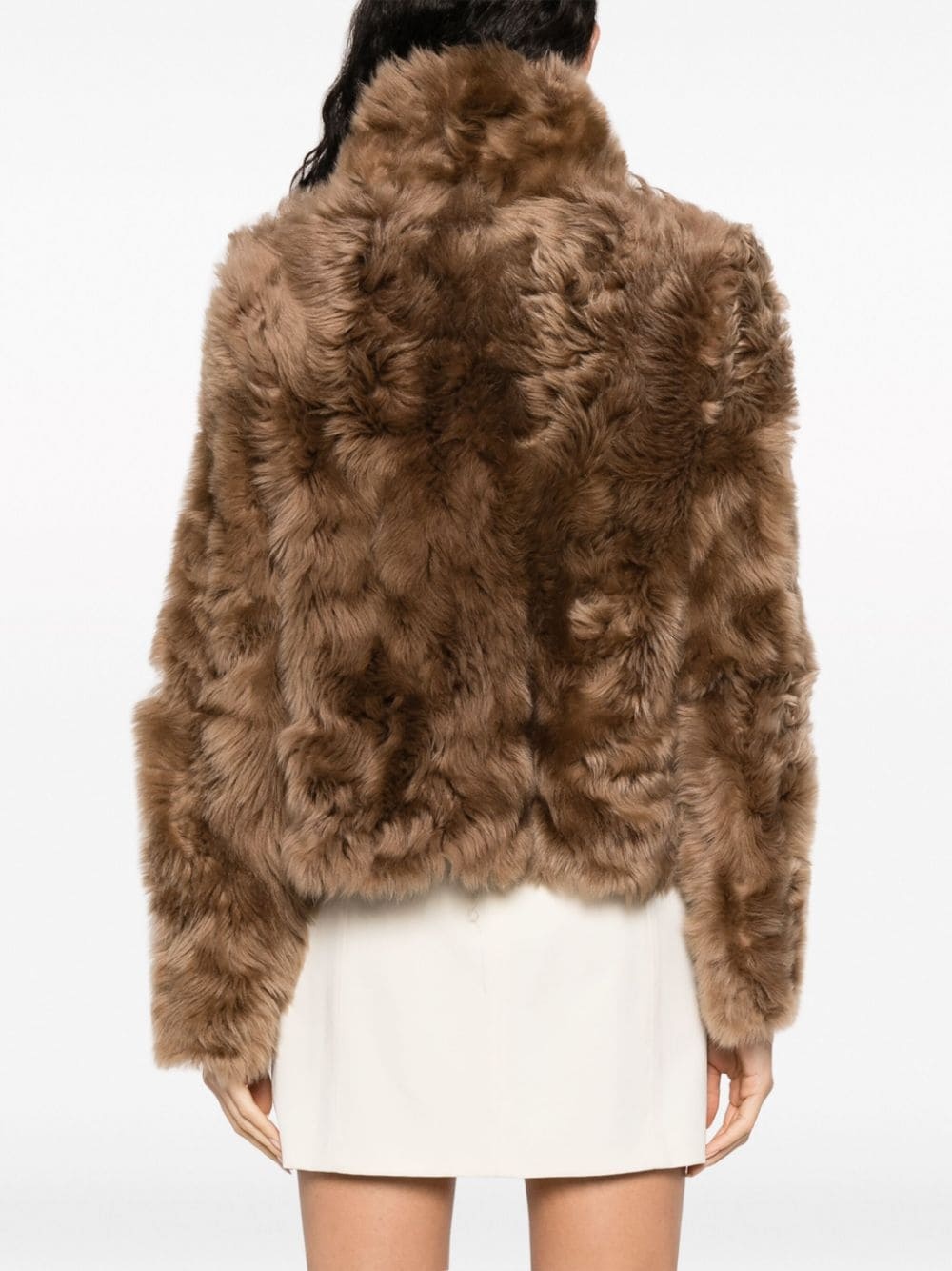 shearling stand up-collar jacket - 4