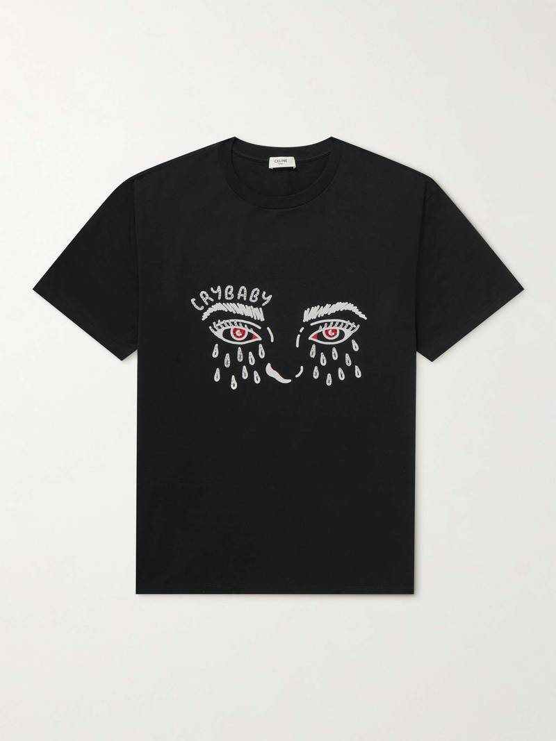 Cry Baby Embellished Flocked Cotton-Jersey T-Shirt 1