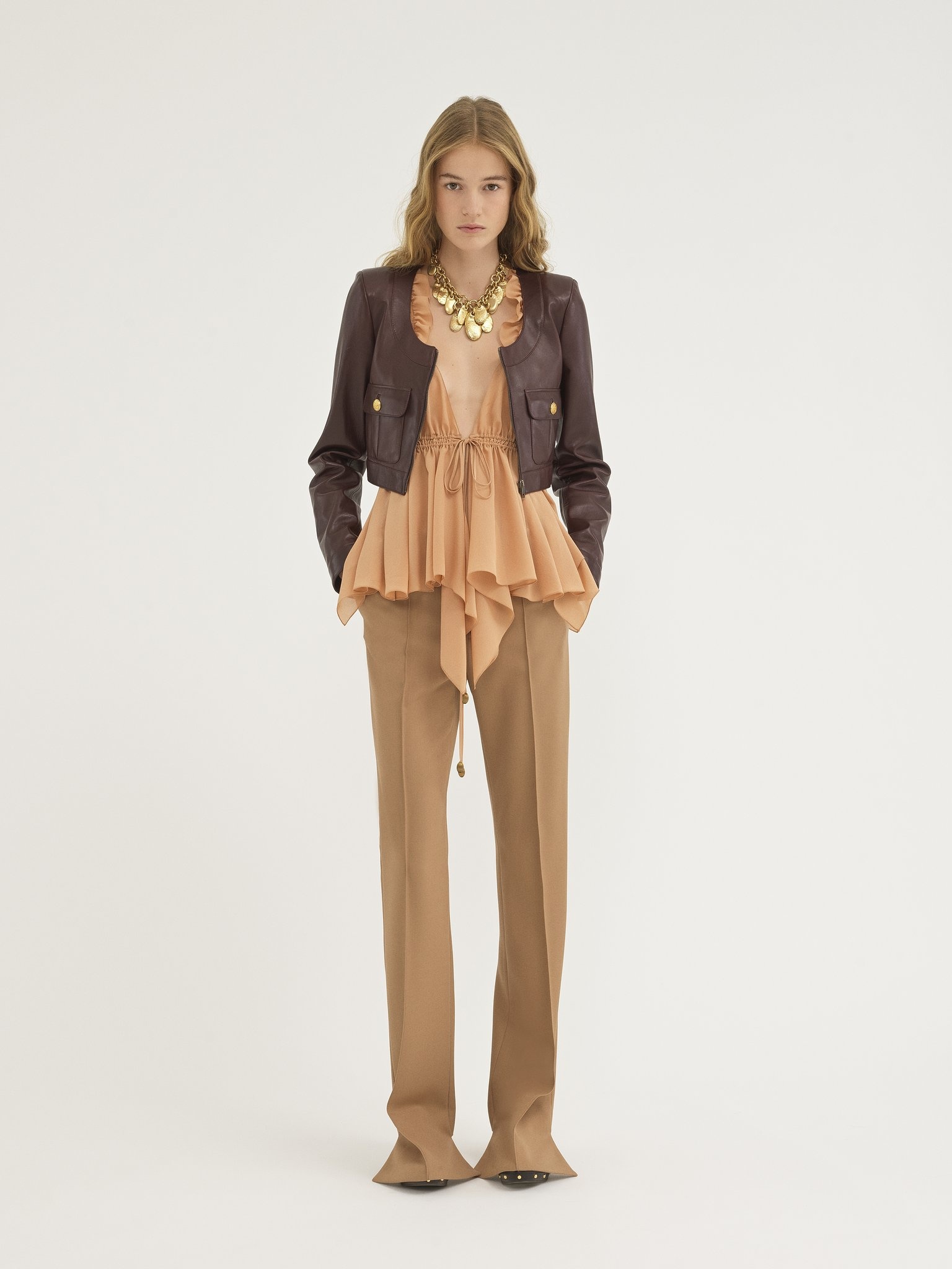 CROPPED CHASSEUR JACKET IN LEATHER - 3