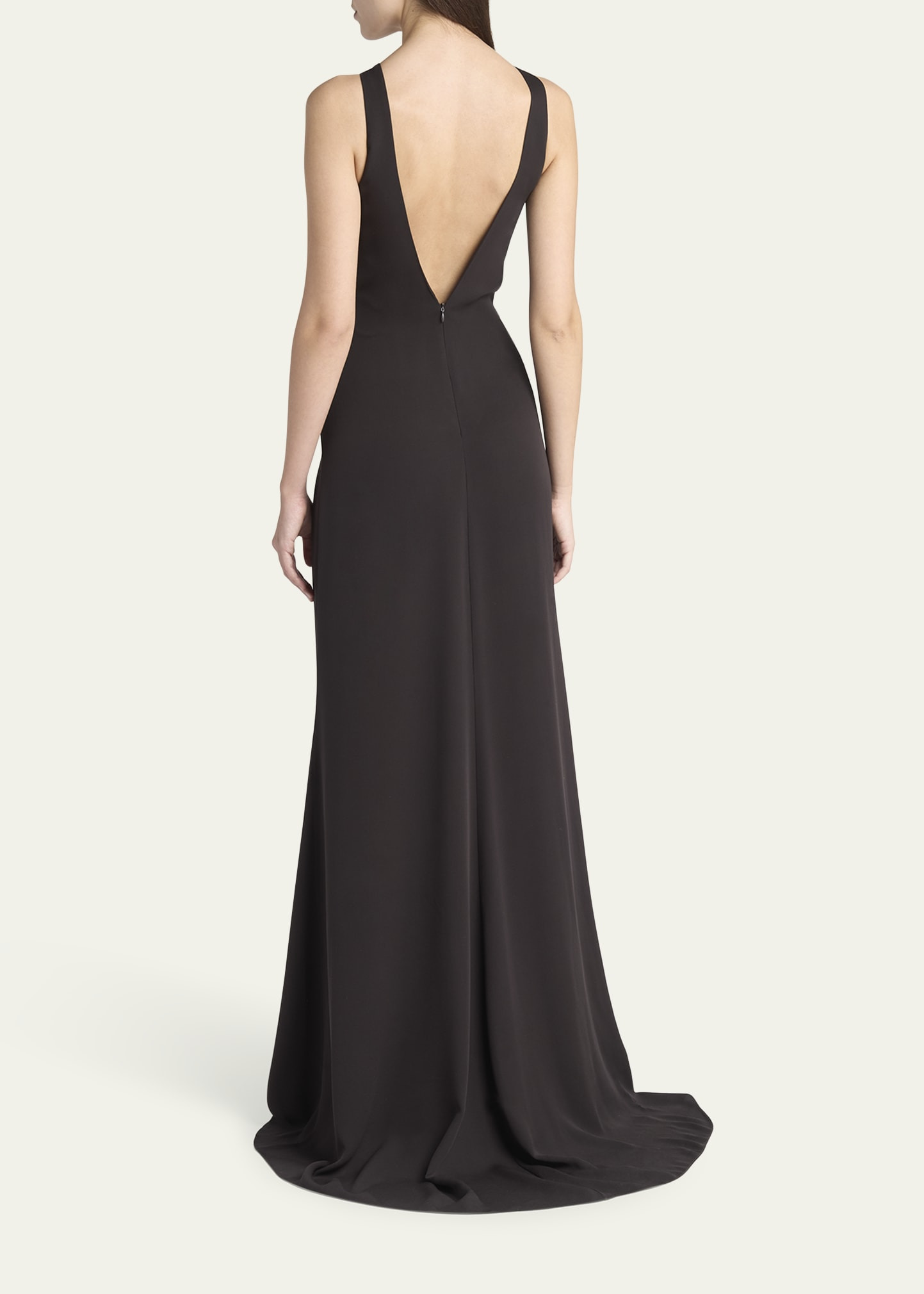 Beaded-Ring Silk Georgette Backless Gown - 3