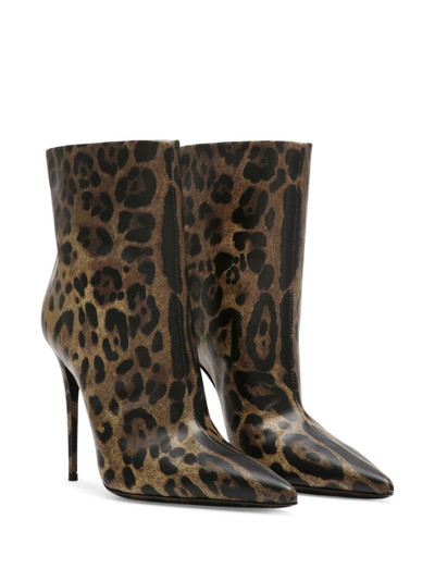Dolce & Gabbana 105mm leopard-print leather boots outlook