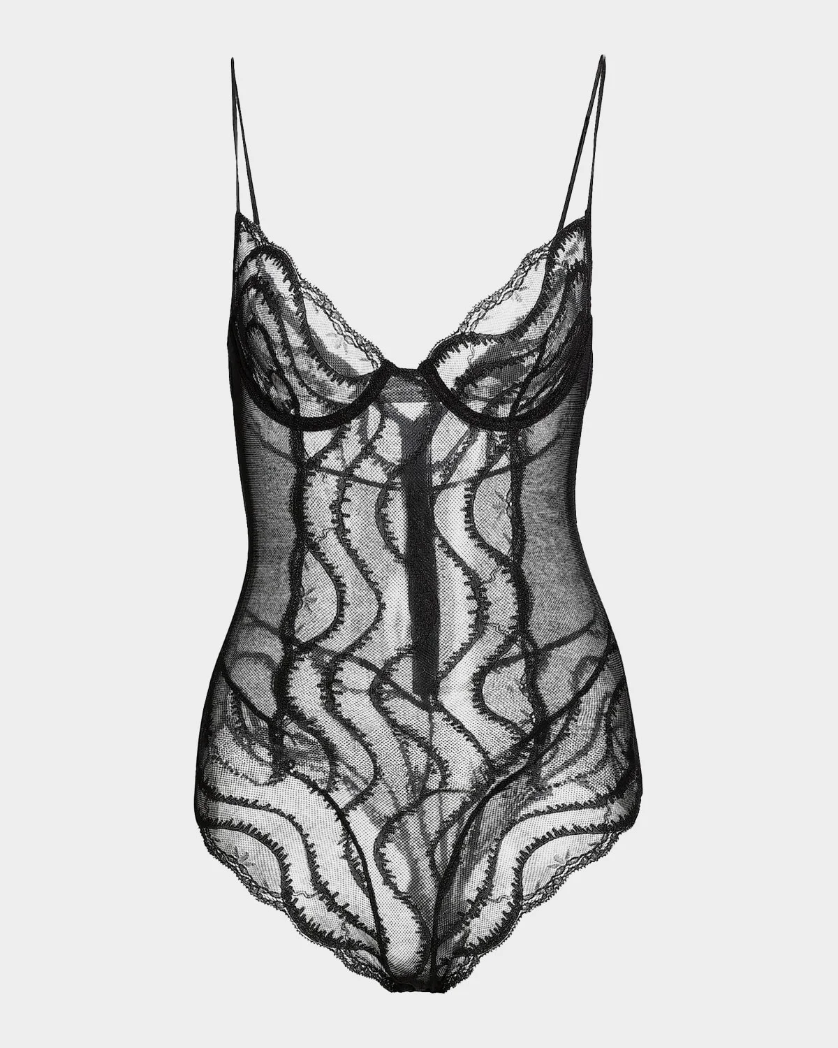 Leche Moi Embroidered Tulle Bodysuit - 1