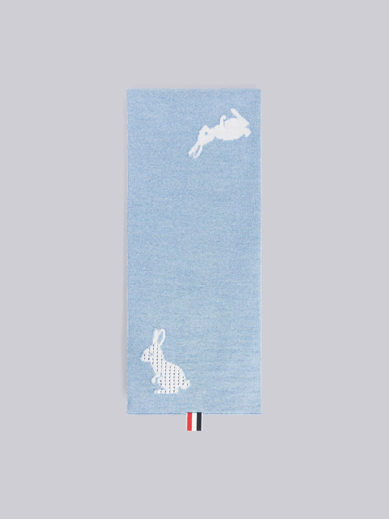 Merino Wool Rabbit 4-Bar Intarsia Scarf 1