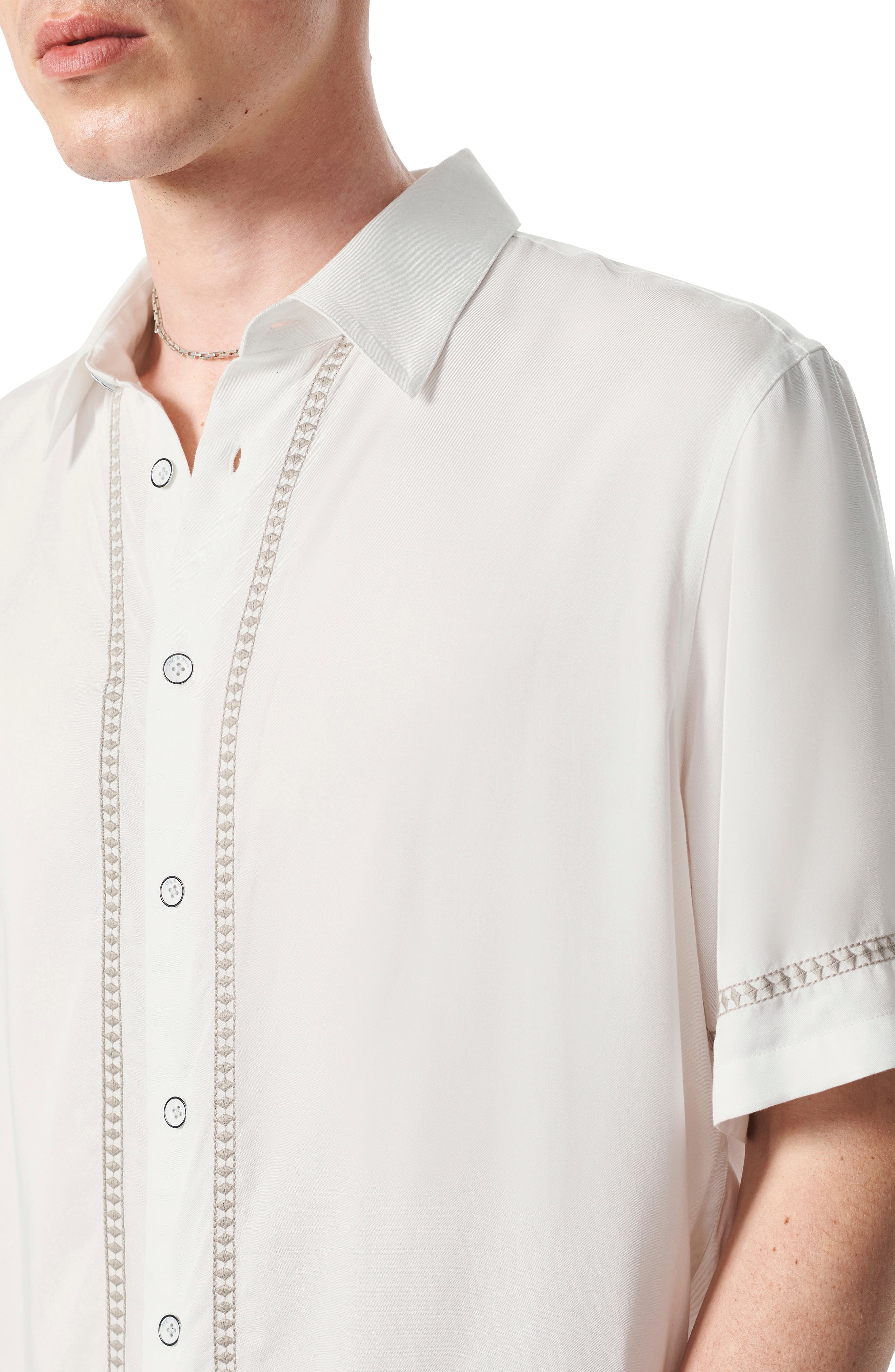 rag & bone Dalton Embroidered Short Sleeve Button-Up Shirt in White at Nordstrom - 6