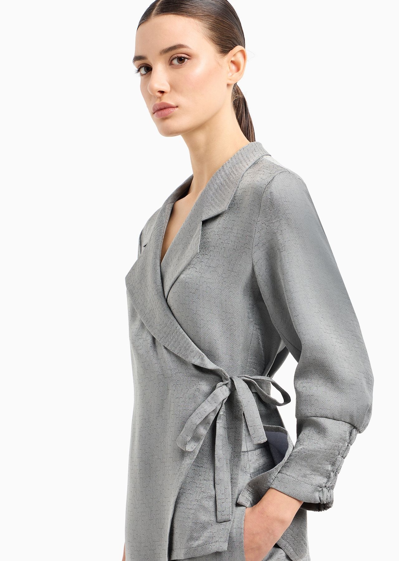 Double fabric jacket with side tie - 5