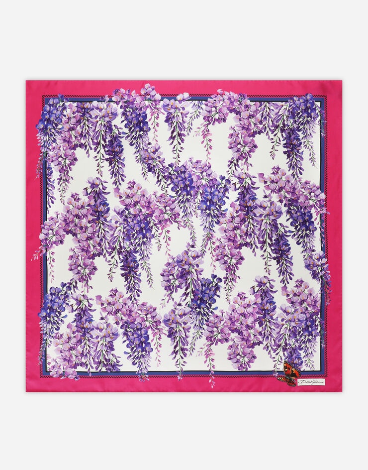 Wisteria-print twill scarf (90 x 90) - 1