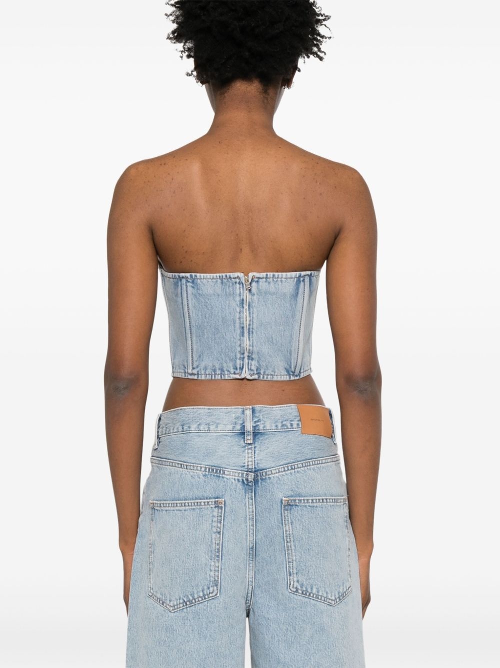 strapless denim top - 4