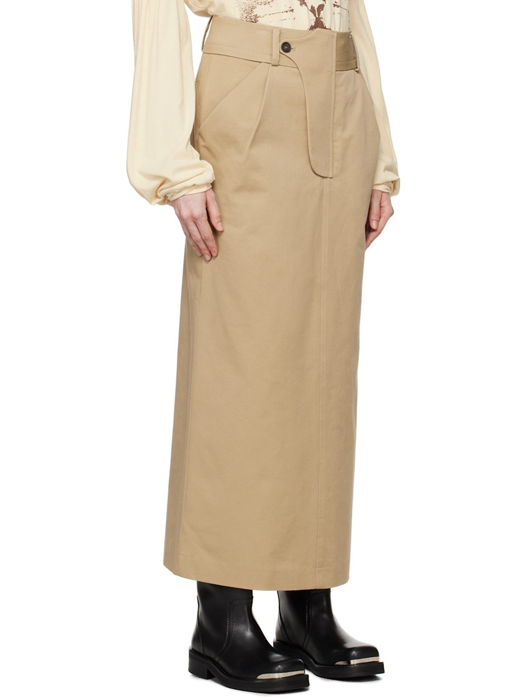 Beige Fly Out Maxi Skirt - 2