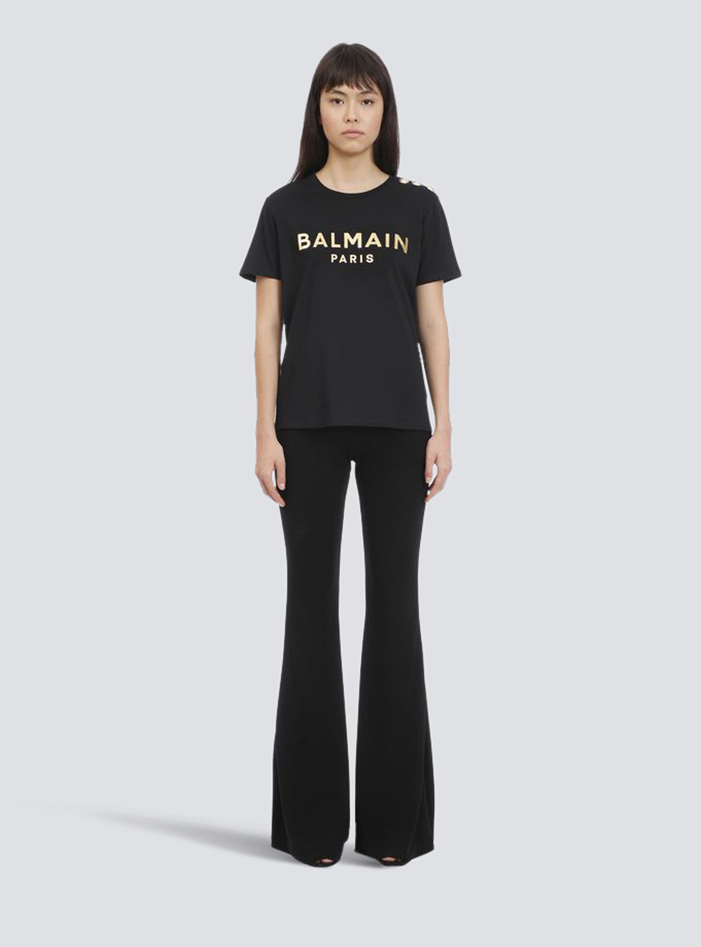 Cotton T-shirt with Balmain logo print - 3