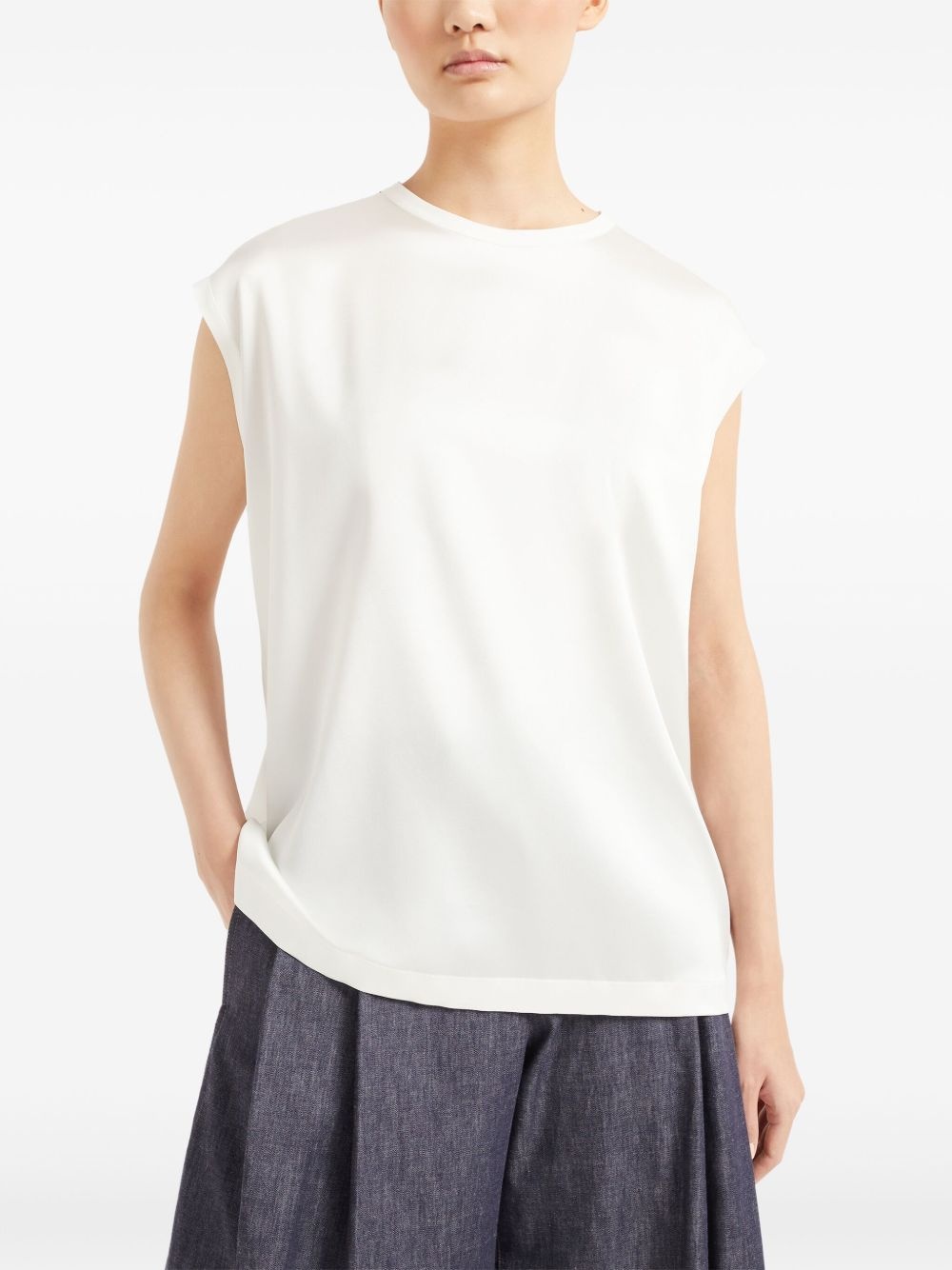 Monili-embellished satin T-shirt - 3