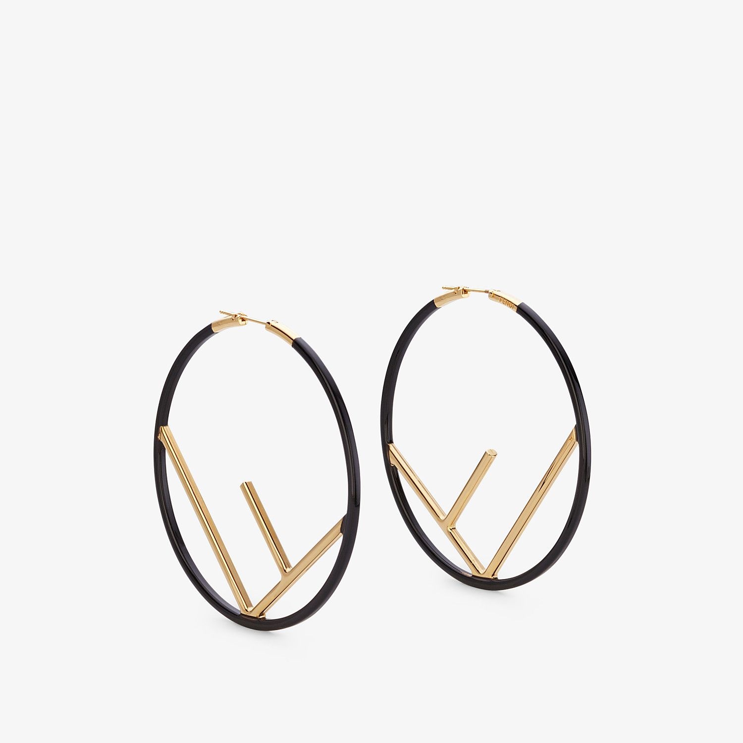 Gold and black colored earrings - 1