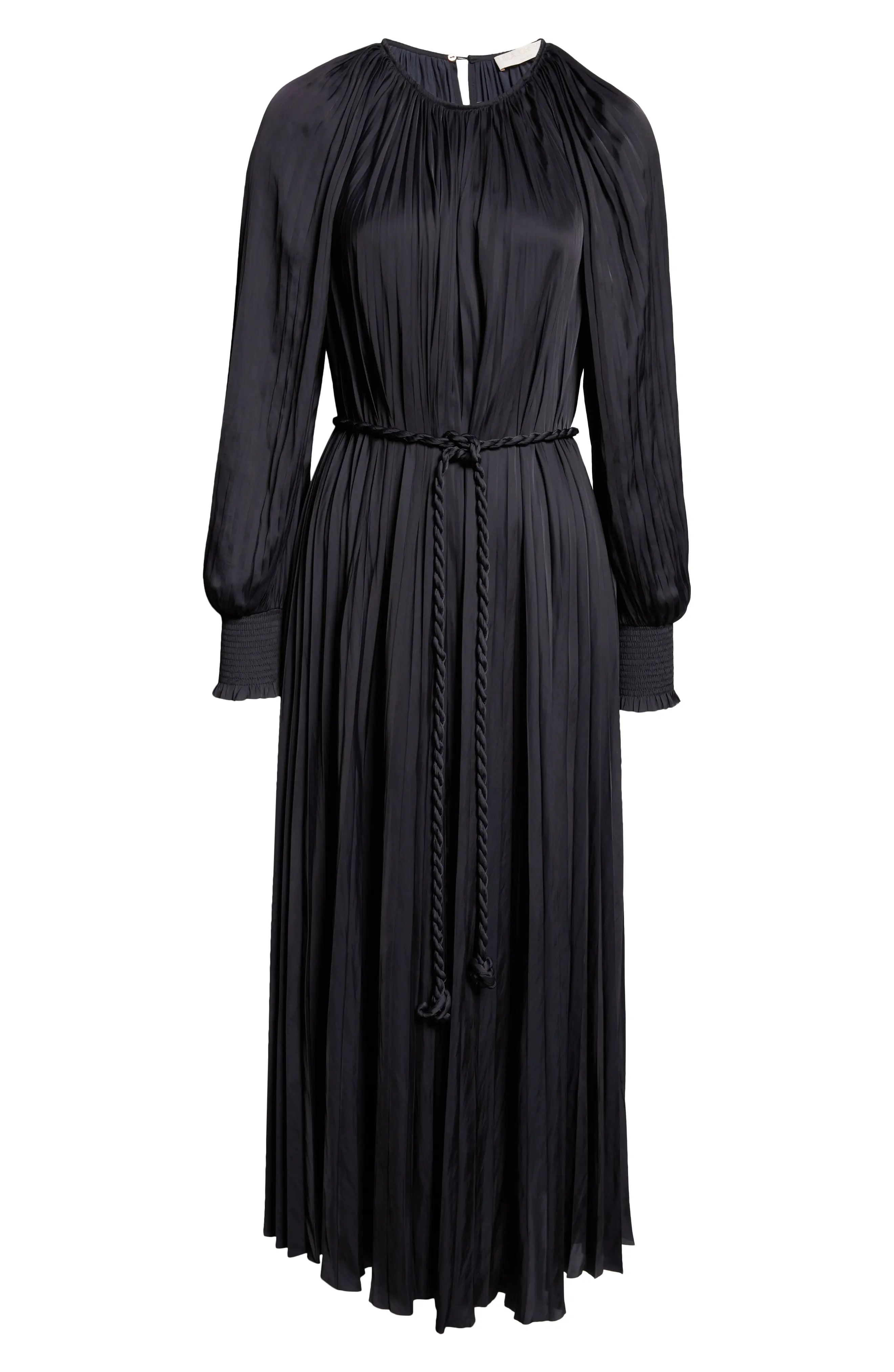 Zora Long Sleeve Pleated Satin Maxi Dress - 6