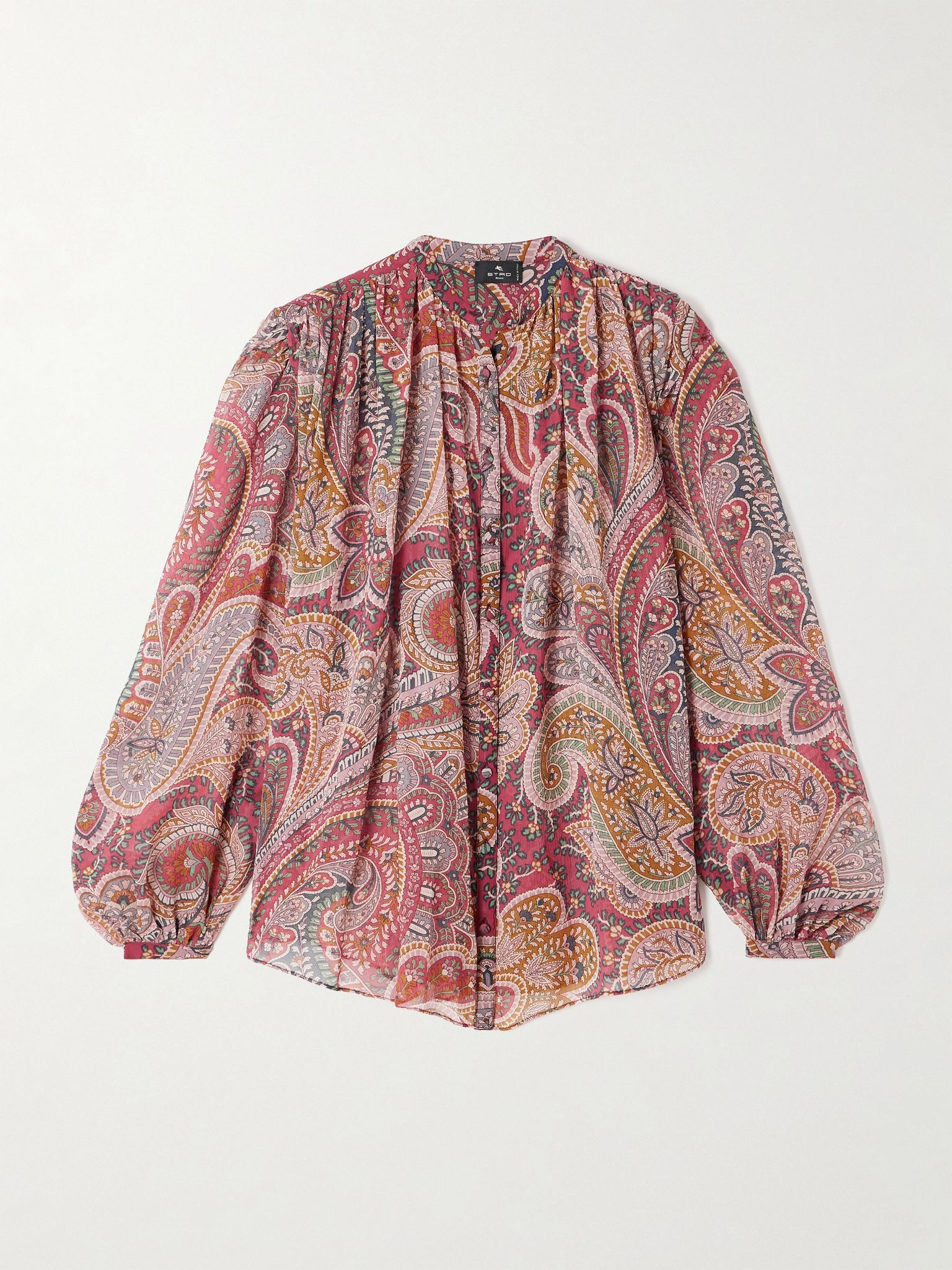 Paisley-print silk-crepon shirt Red - 1