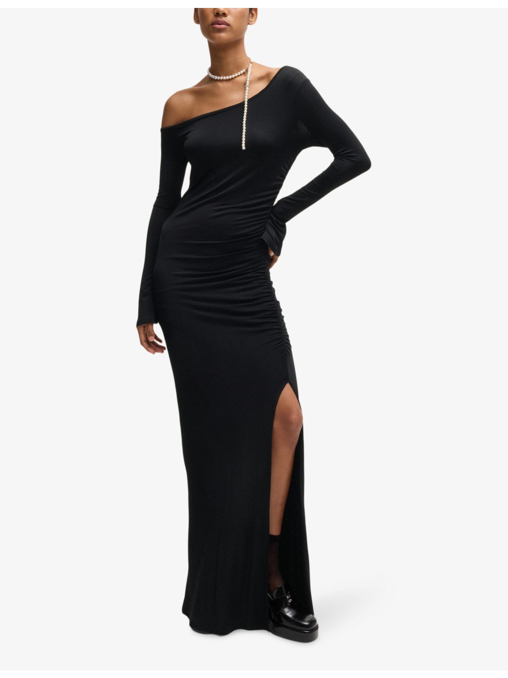 Long-sleeved split-hem stretch-jersey maxi dress - 3