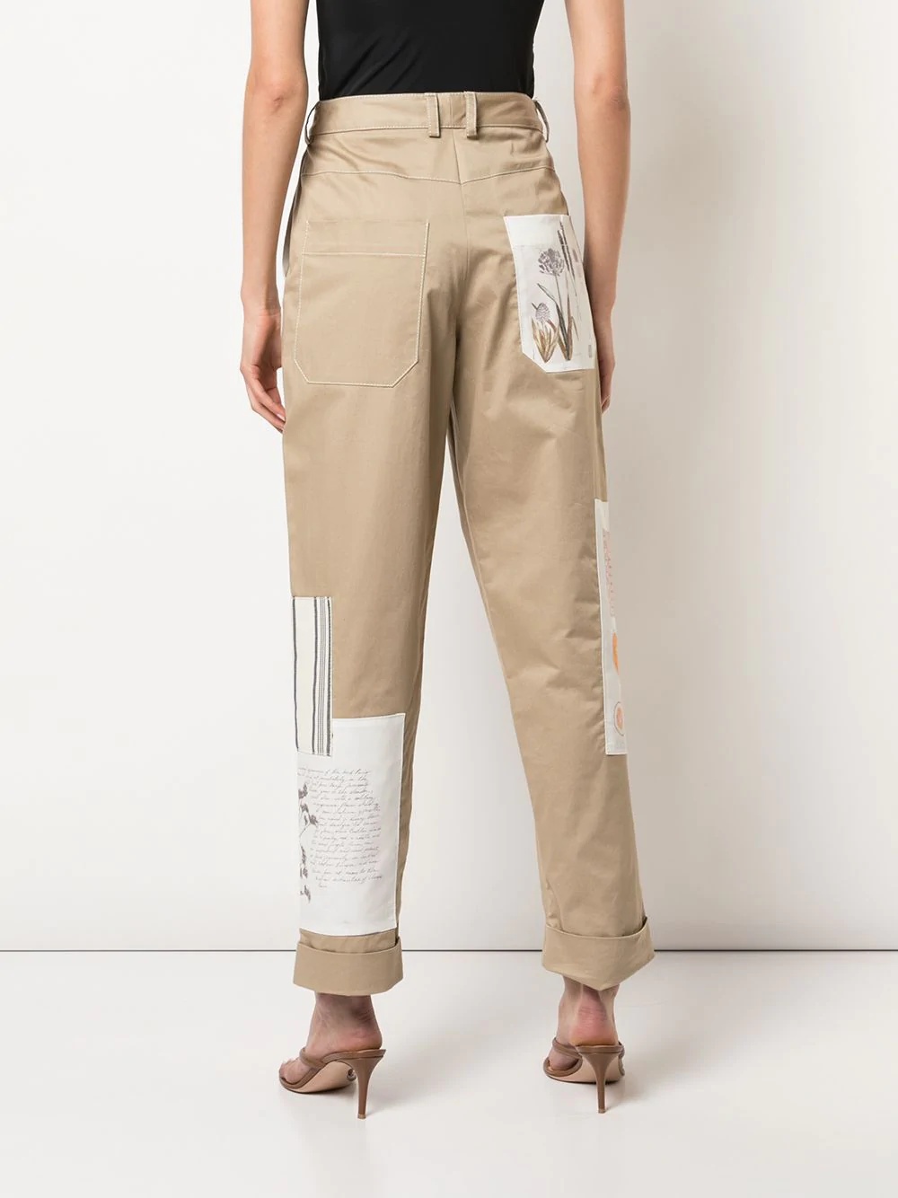 patchwork cropped trousers - 4