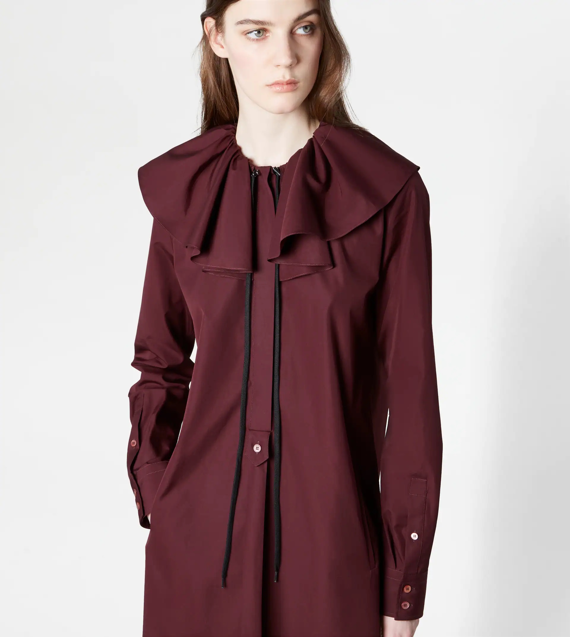 MINIDRESS BLOUSE IN POPLIN - BURGUNDY - 7