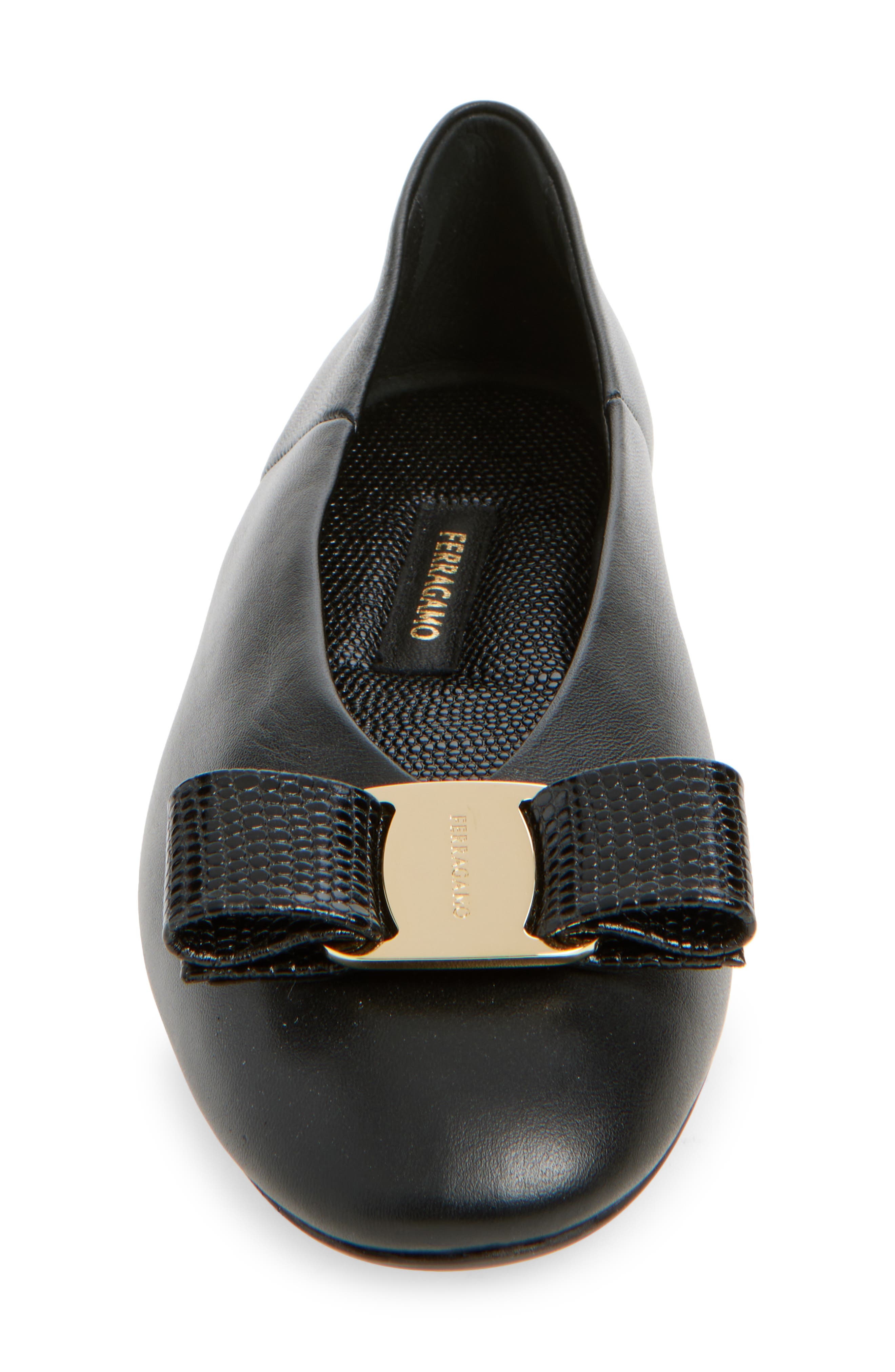 FERRAGAMO Vanna Bow Ballet Flat in Nero at Nordstrom - 3