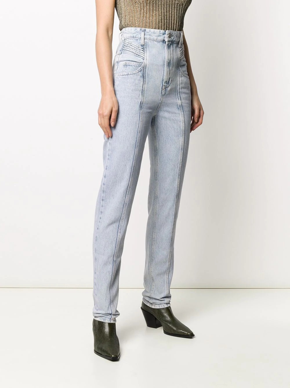 high-rise pleat panel jeans - 3