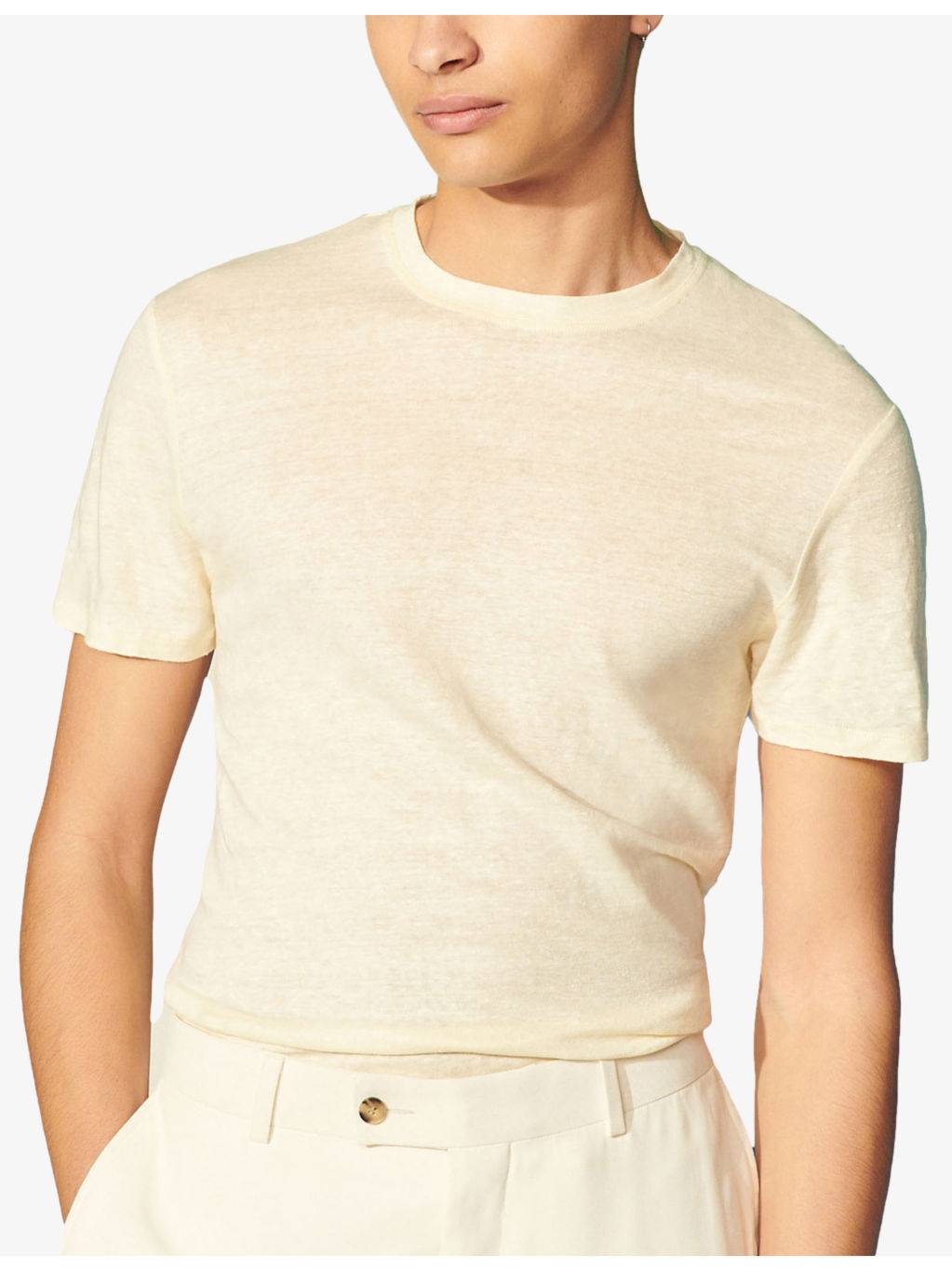 Crewneck linen-jersey T-shirt - 5