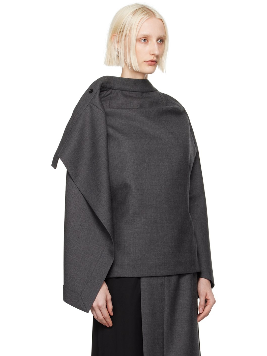 Black & Gray Open Tailored Skirt Top - 2