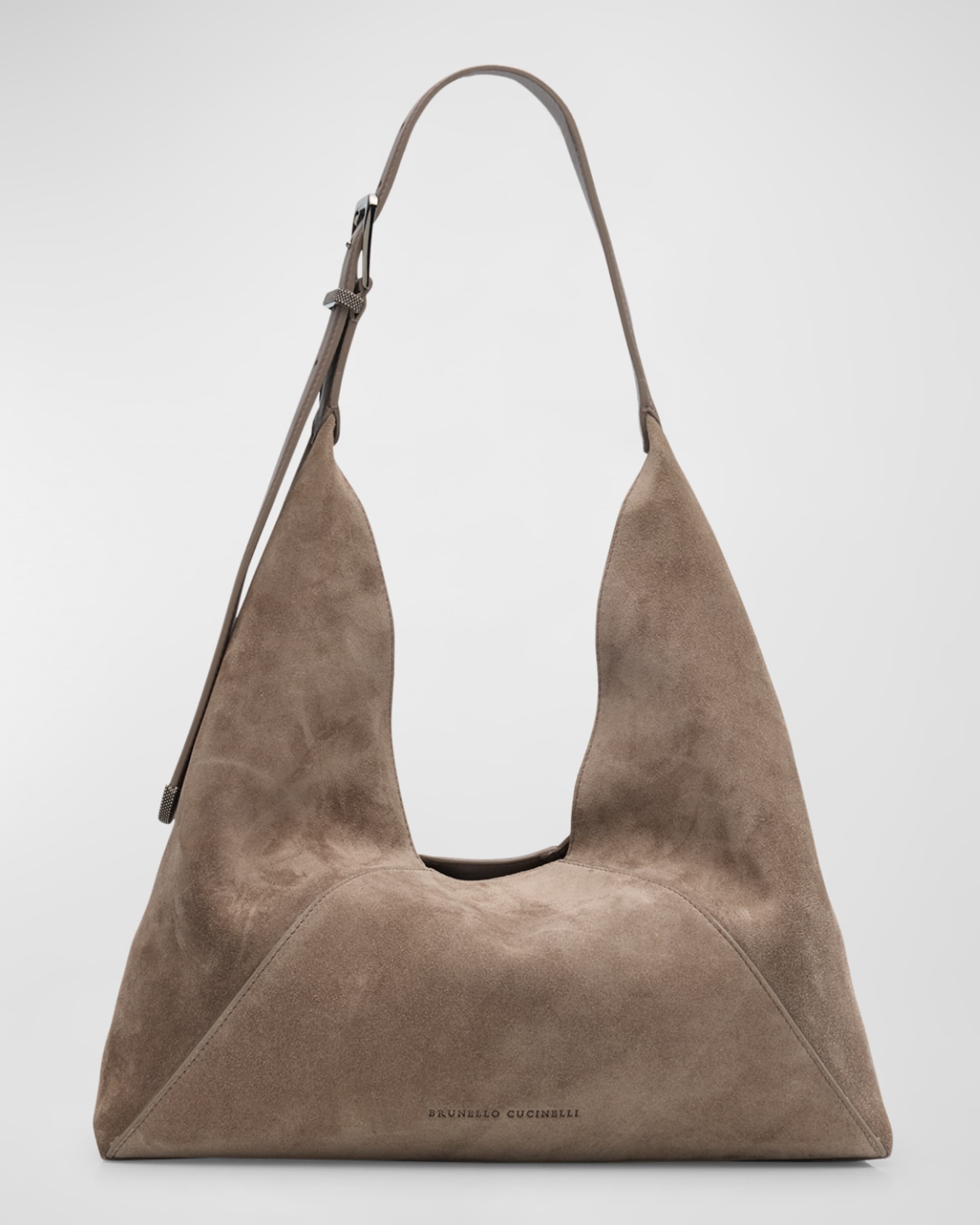 Buckle Suede Hobo Bag - 1