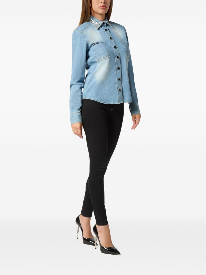 crystal-embellished denim shirt 5