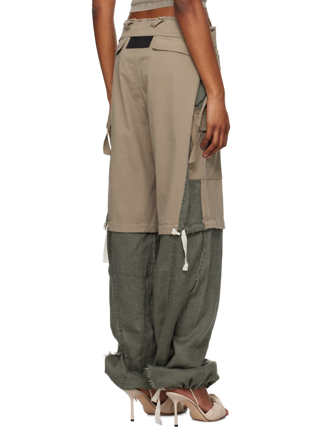 Gray & Khaki Baggy Cargo Pants - 3