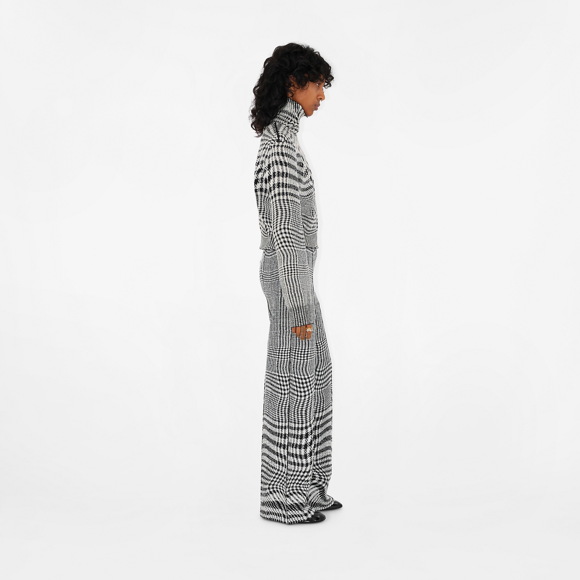Warped Houndstooth Wool Blend Trousers - 3