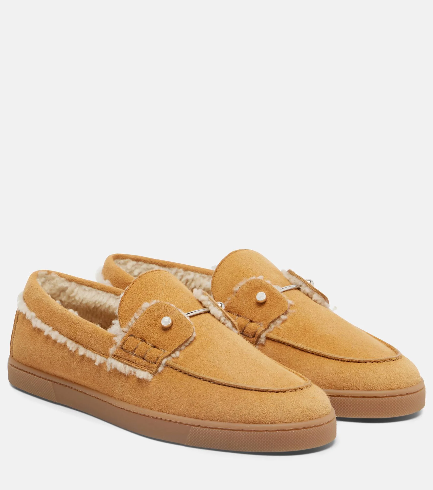 Chambeliboat shearling-trimmed suede loafers - 1