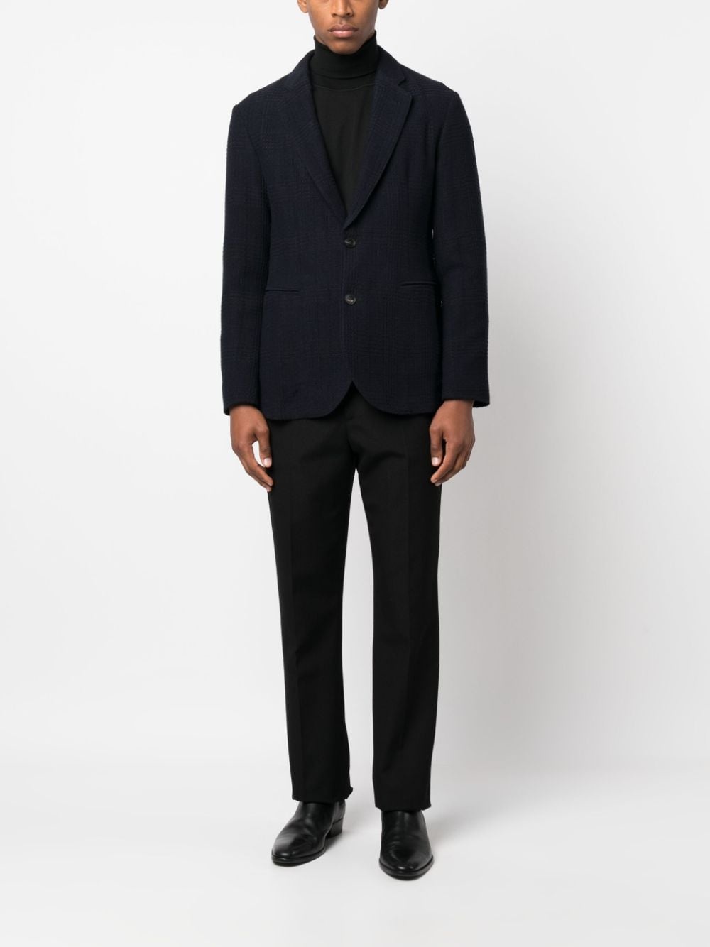 plaid-check texture single-breasted blazer - 2