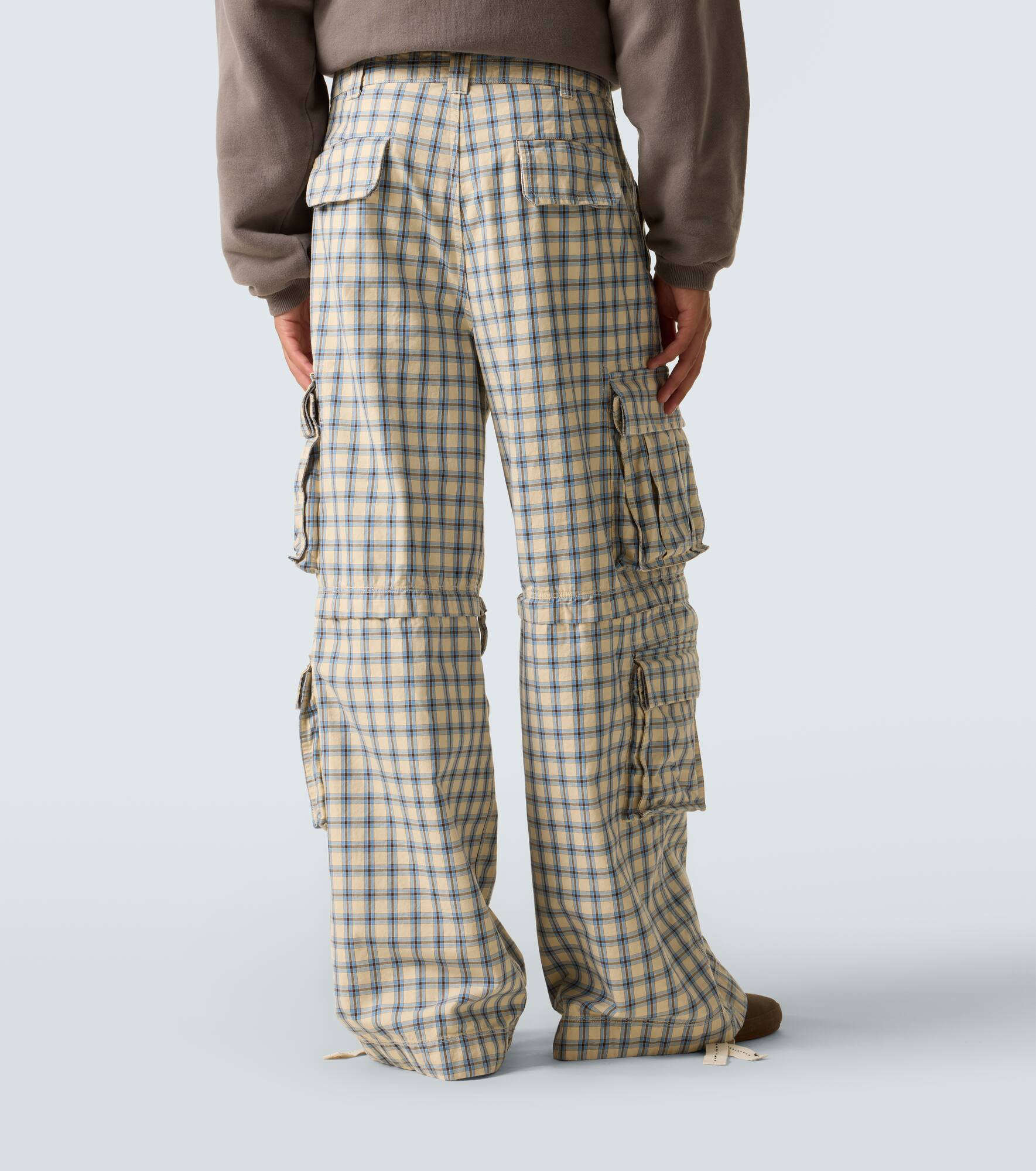 Checked cotton cargo pants - 4